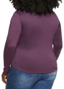 Plus Size Caged Keyhole Mock Neck Long Sleeve Top sold by Rainbow