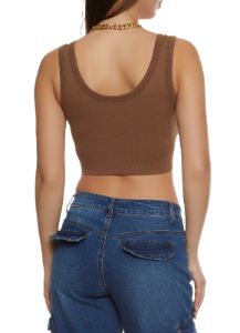 Ribbed Knit Seamless Cropped Tank Top sold by Rainbow