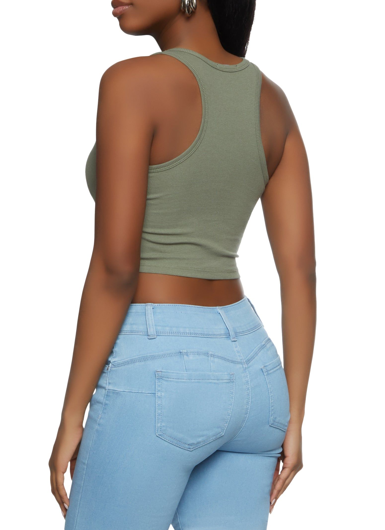 Basic Cropped Racerback Tank Top sold by Rainbow product image thumbnail 2