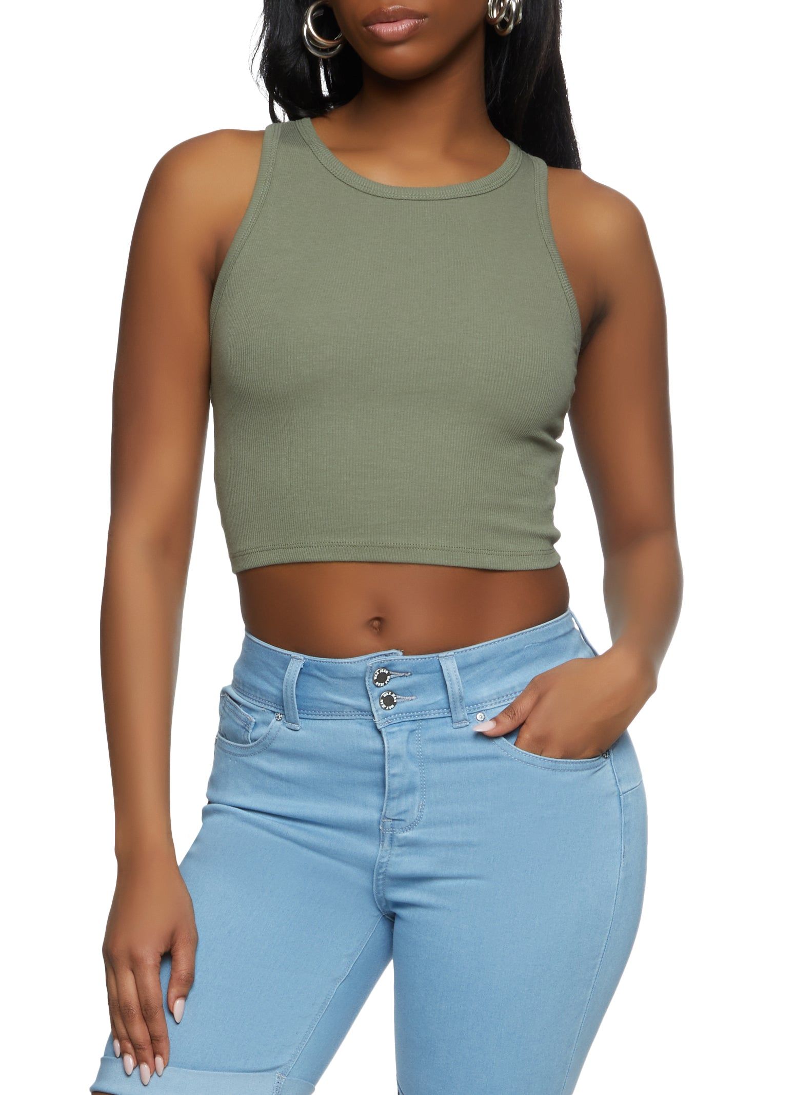 Basic Cropped Racerback Tank Top sold by Rainbow