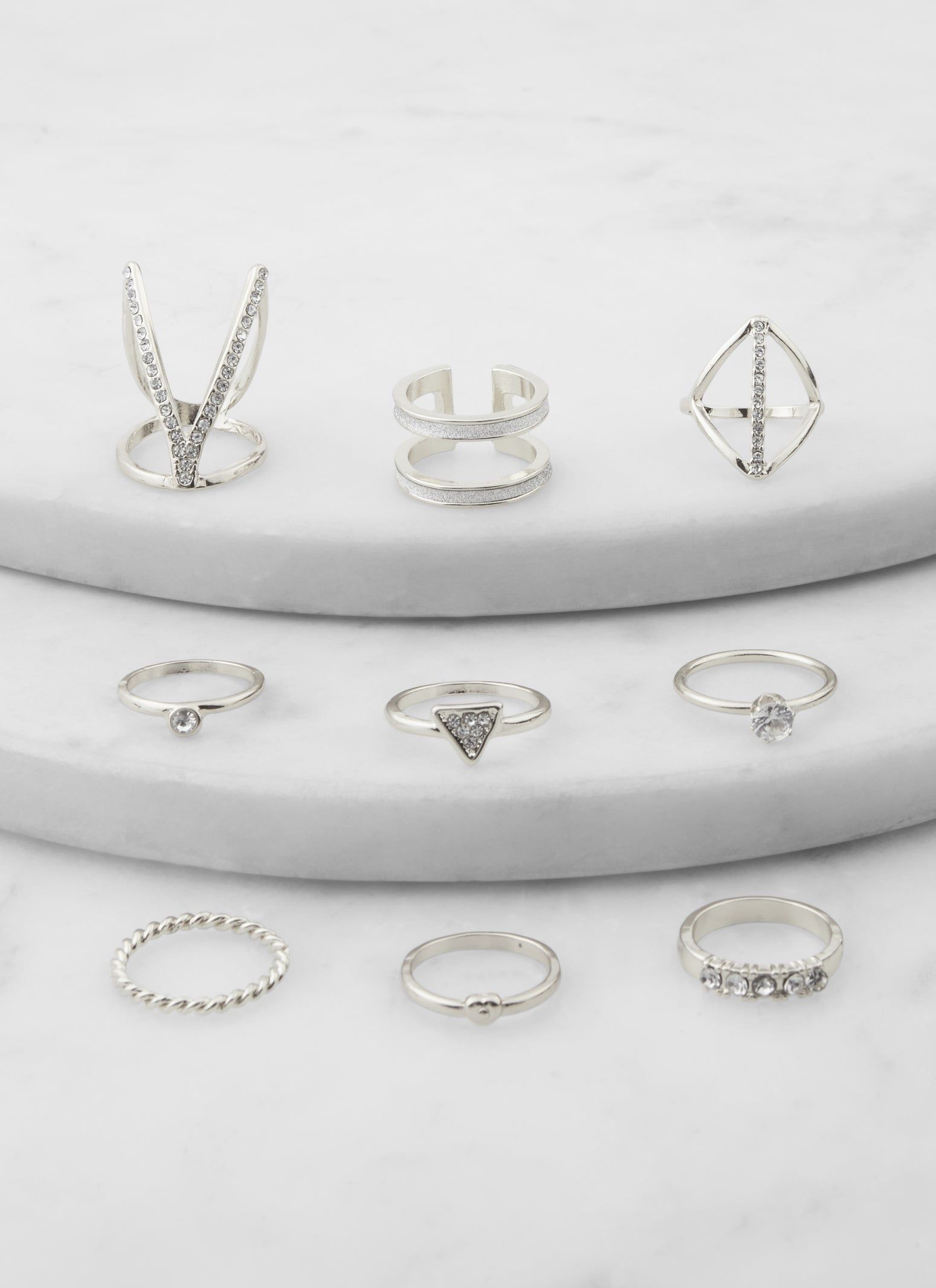 Set of 9 Assorted Cubic Zirconia Rings sold by Rainbow