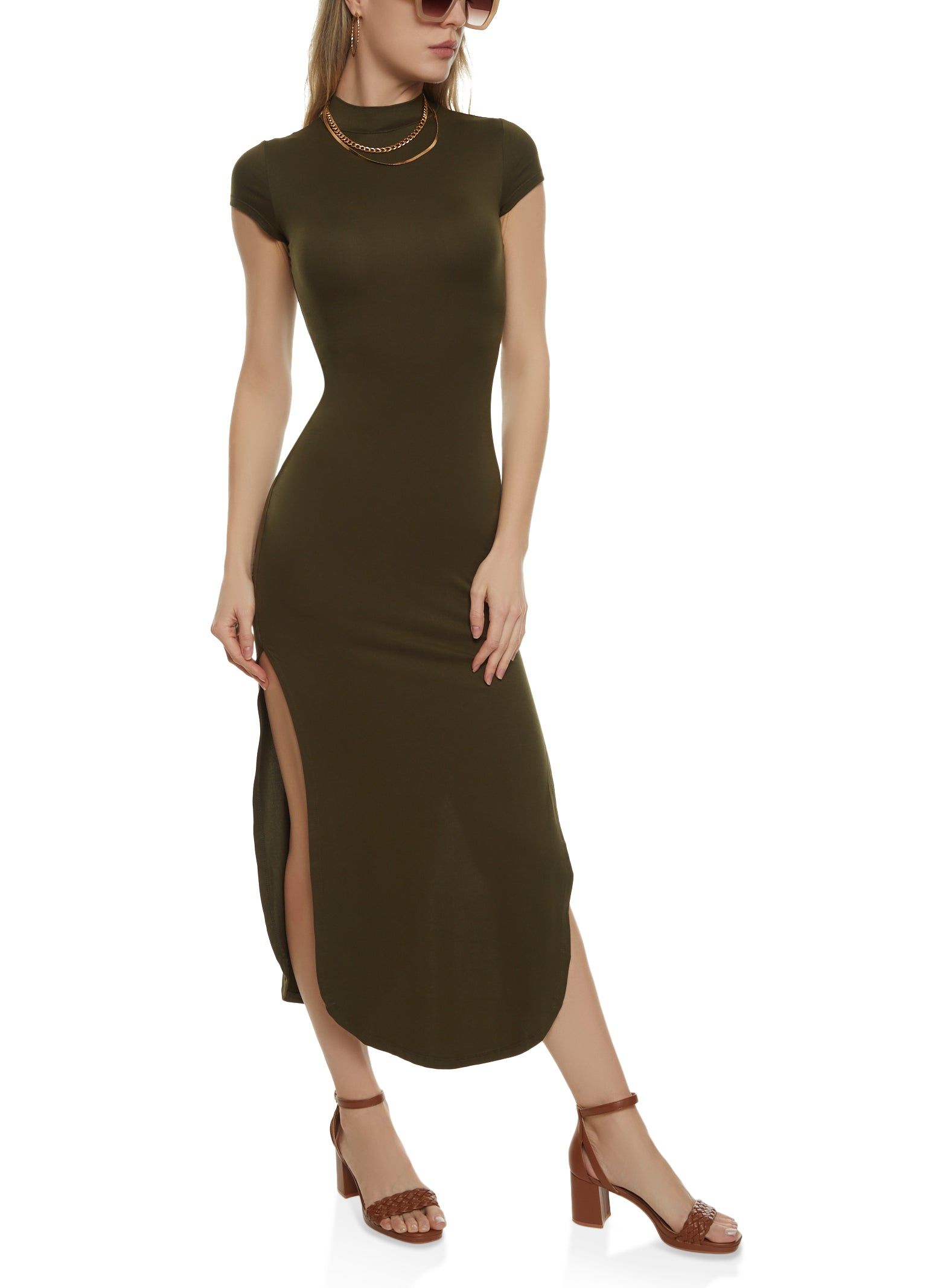 Cut Out Mock Neck Maxi Dress sold by Rainbow