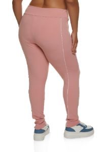 Plus Size Contrast Piping Active Leggings sold by Rainbow