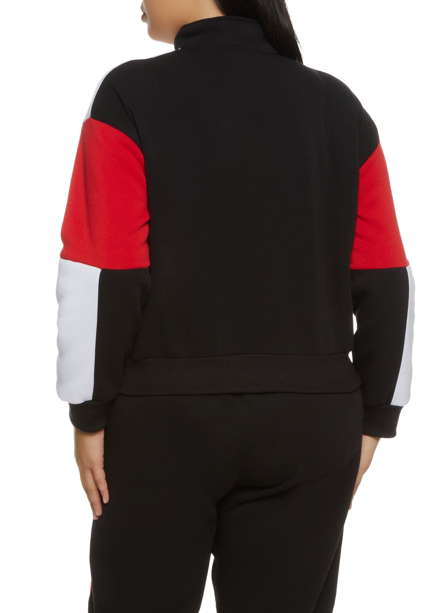Plus Size Color Blocked Zip Neck Sweatshirt sold by Rainbow product image thumbnail 3