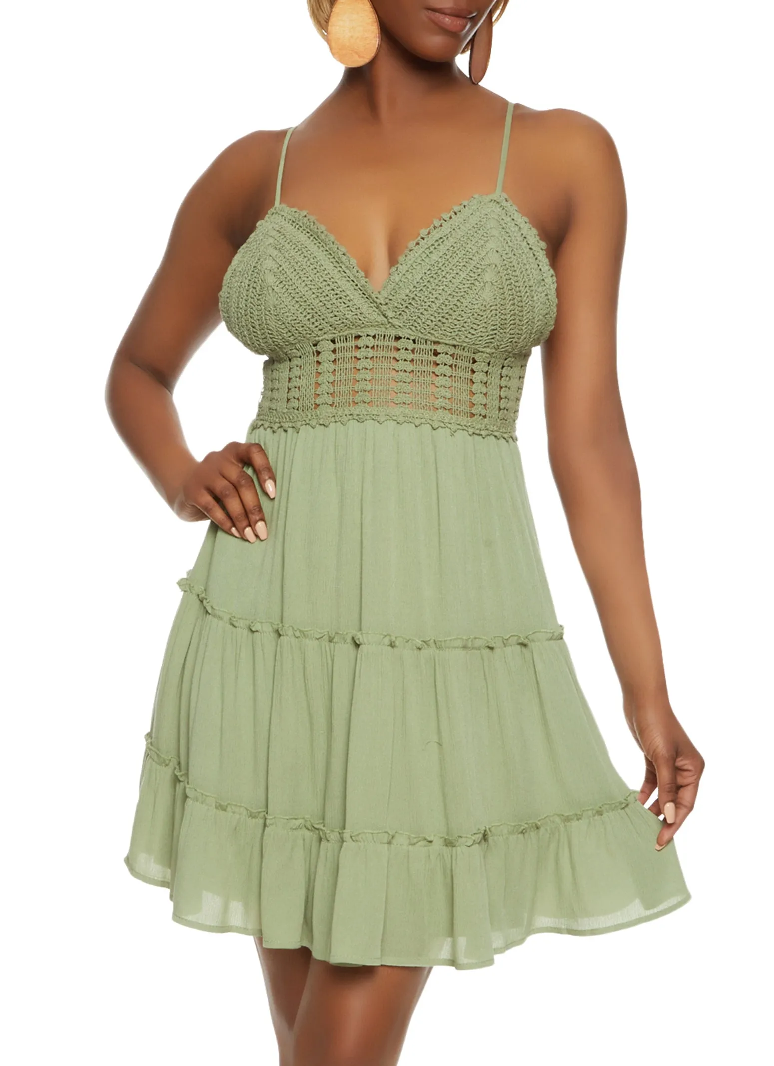 Gauze Knit Crochet Detail Keyhole Back Dress sold by Rainbow