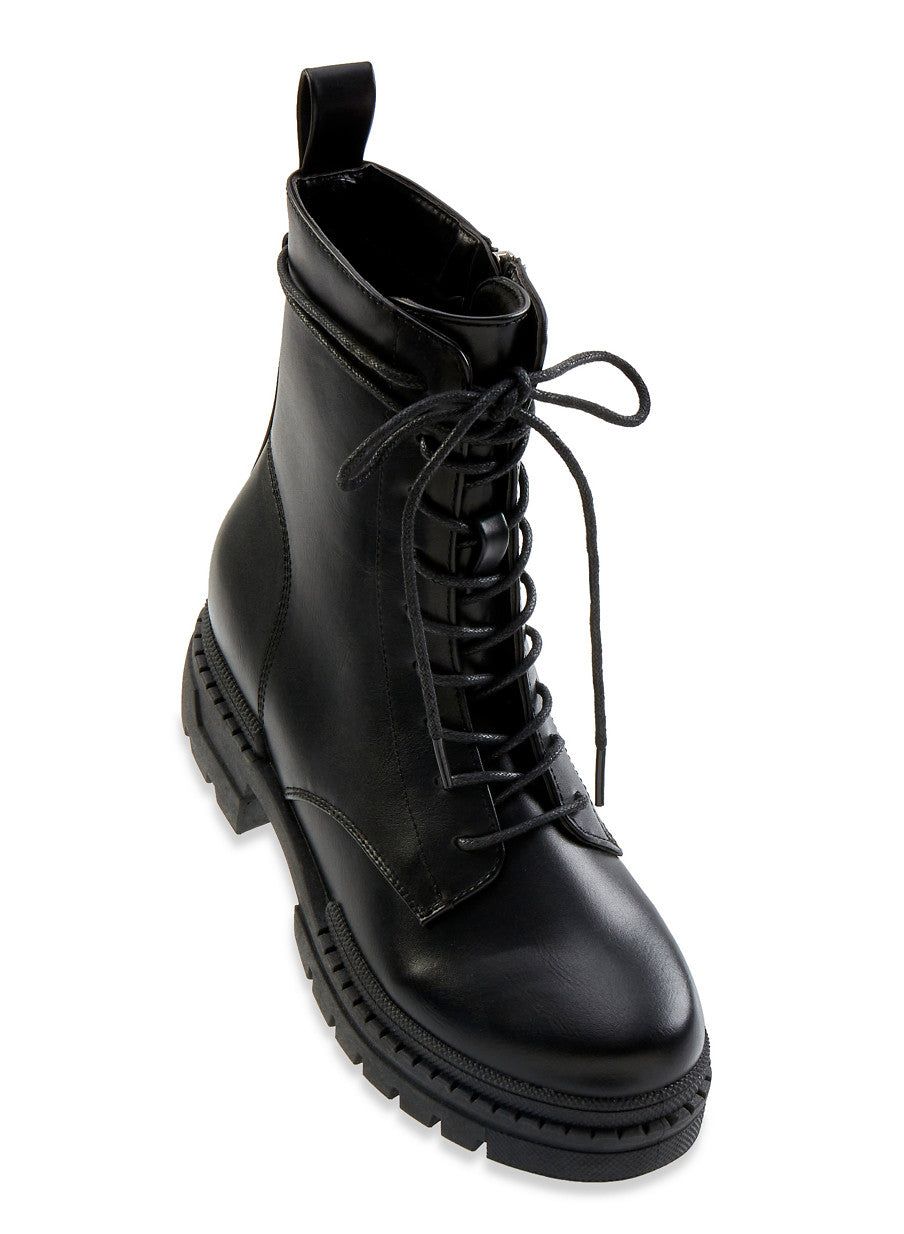 Solid Lace Up Booties sold by Rainbow