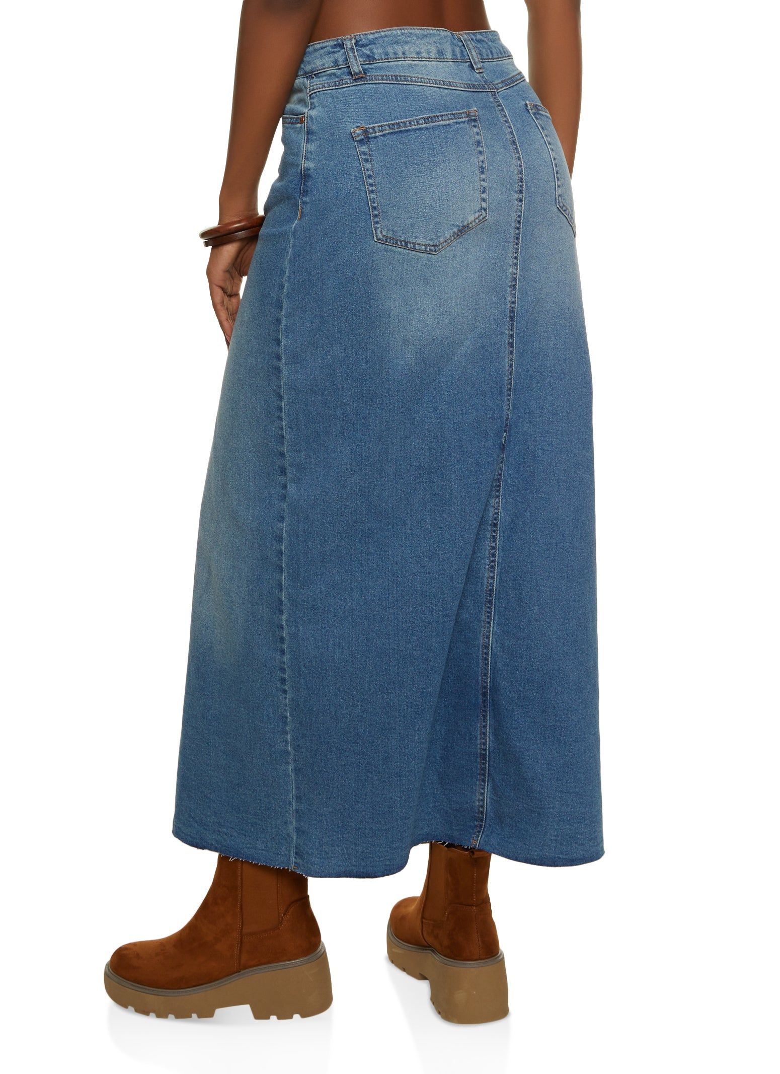 Denim Front Slit Maxi Skirt sold by Rainbow product image thumbnail 3