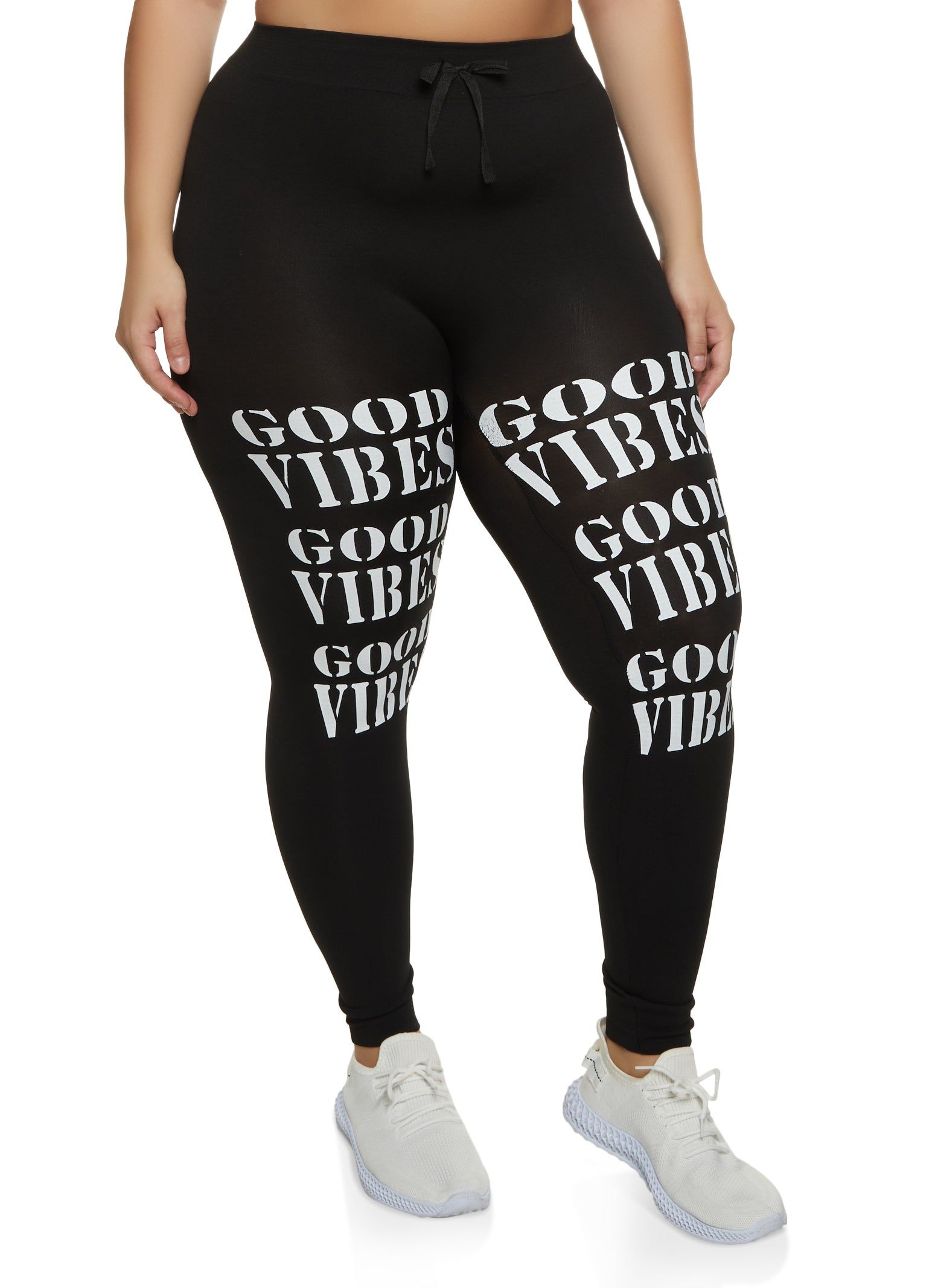 Plus Size Good Vibes High Waist Leggings sold by Rainbow