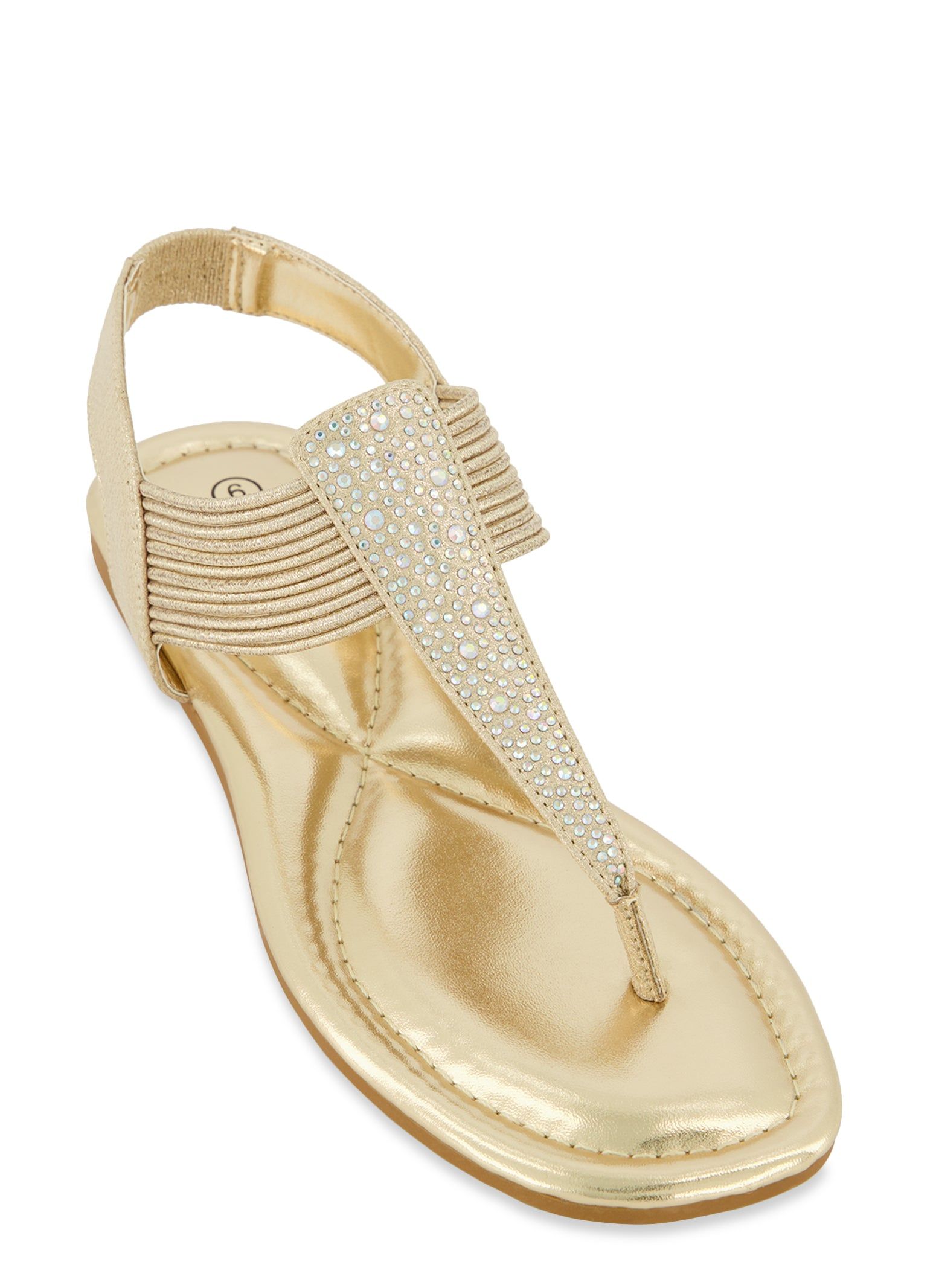 Elastic Band Rhinestone Thong Sandals sold by Rainbow