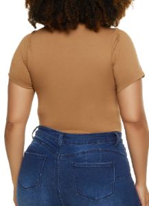 Plus Size Seamless Crew Neck Bodysuit sold by Rainbow