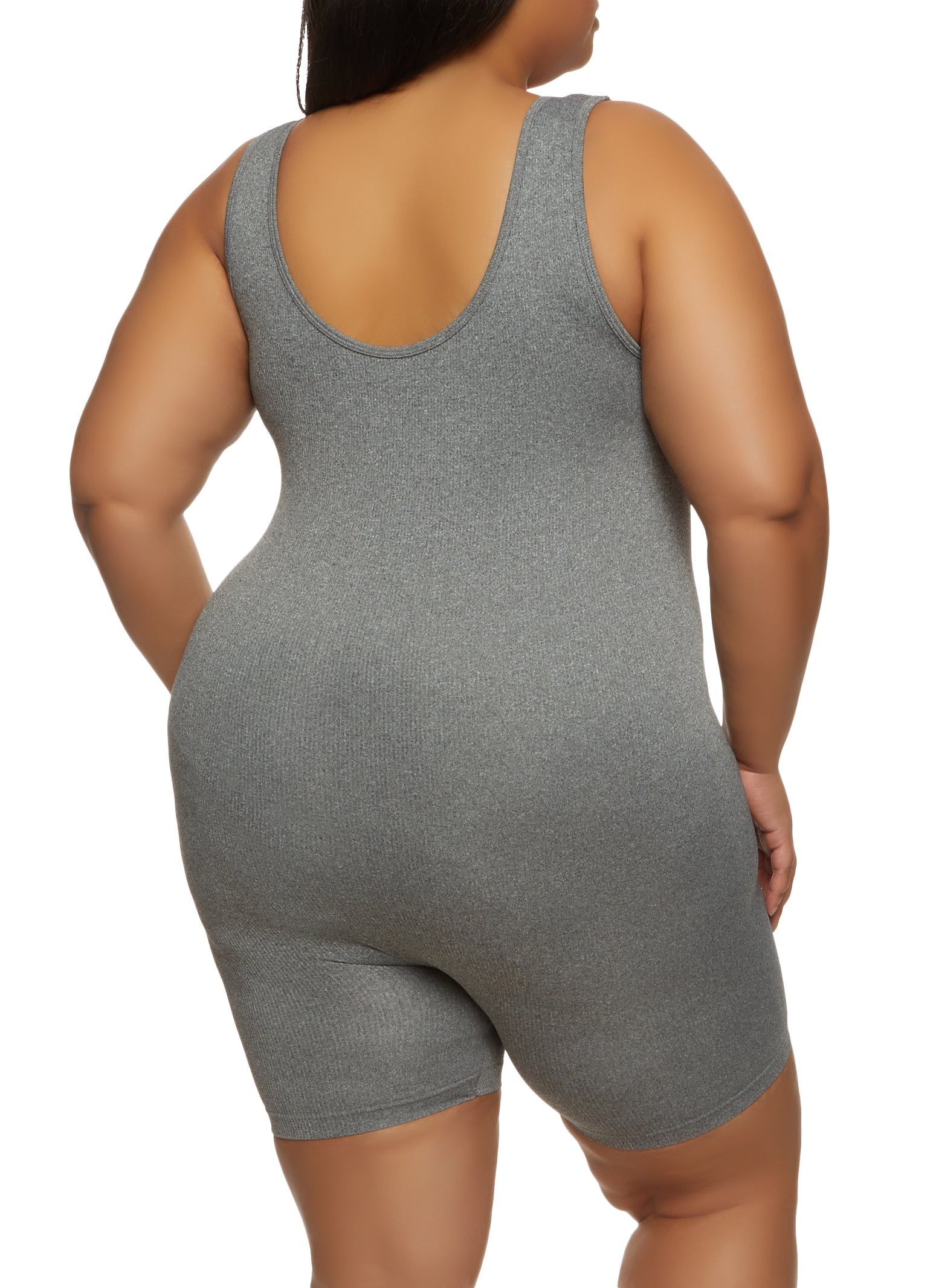 Plus Size Rib Knit Tank Romper sold by Rainbow product image thumbnail 2