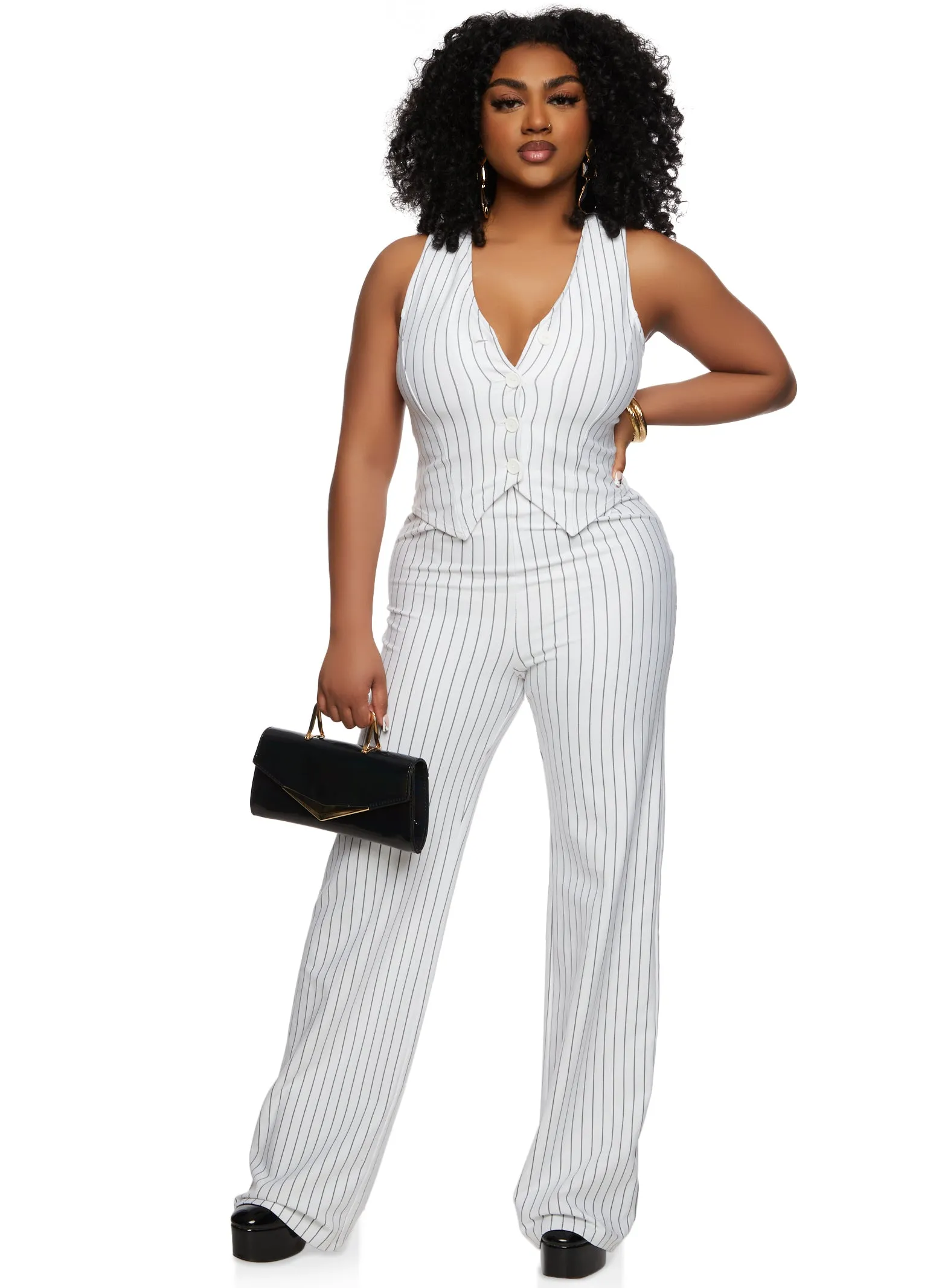 Pinstripe Button Front Blazer Vest sold by Rainbow product image thumbnail 2