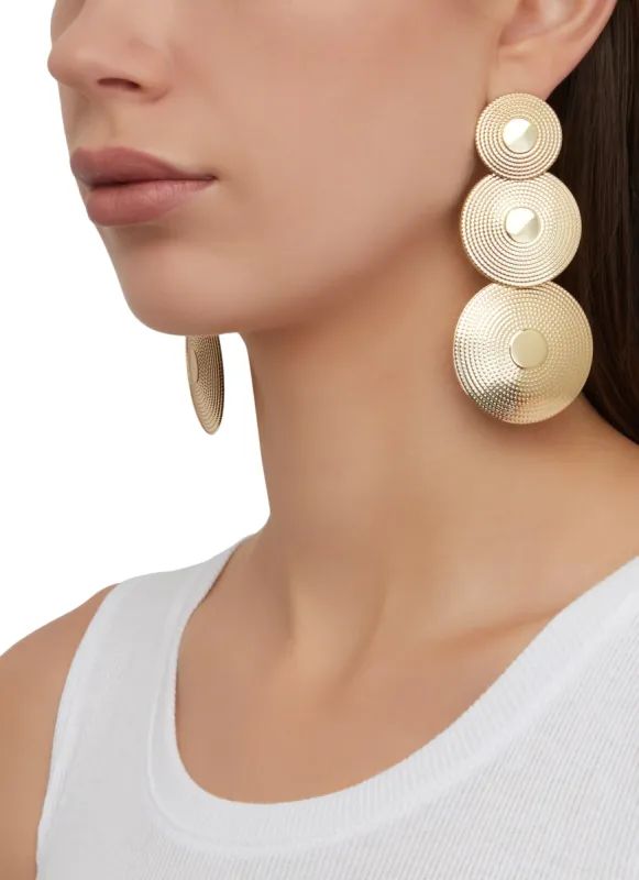 Metallic Disk Drop Earrings sold by Rainbow