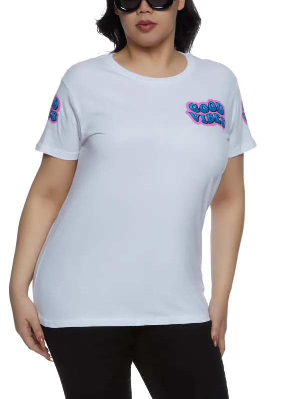 Plus Size Good Vibes Graphic Tee sold by Rainbow