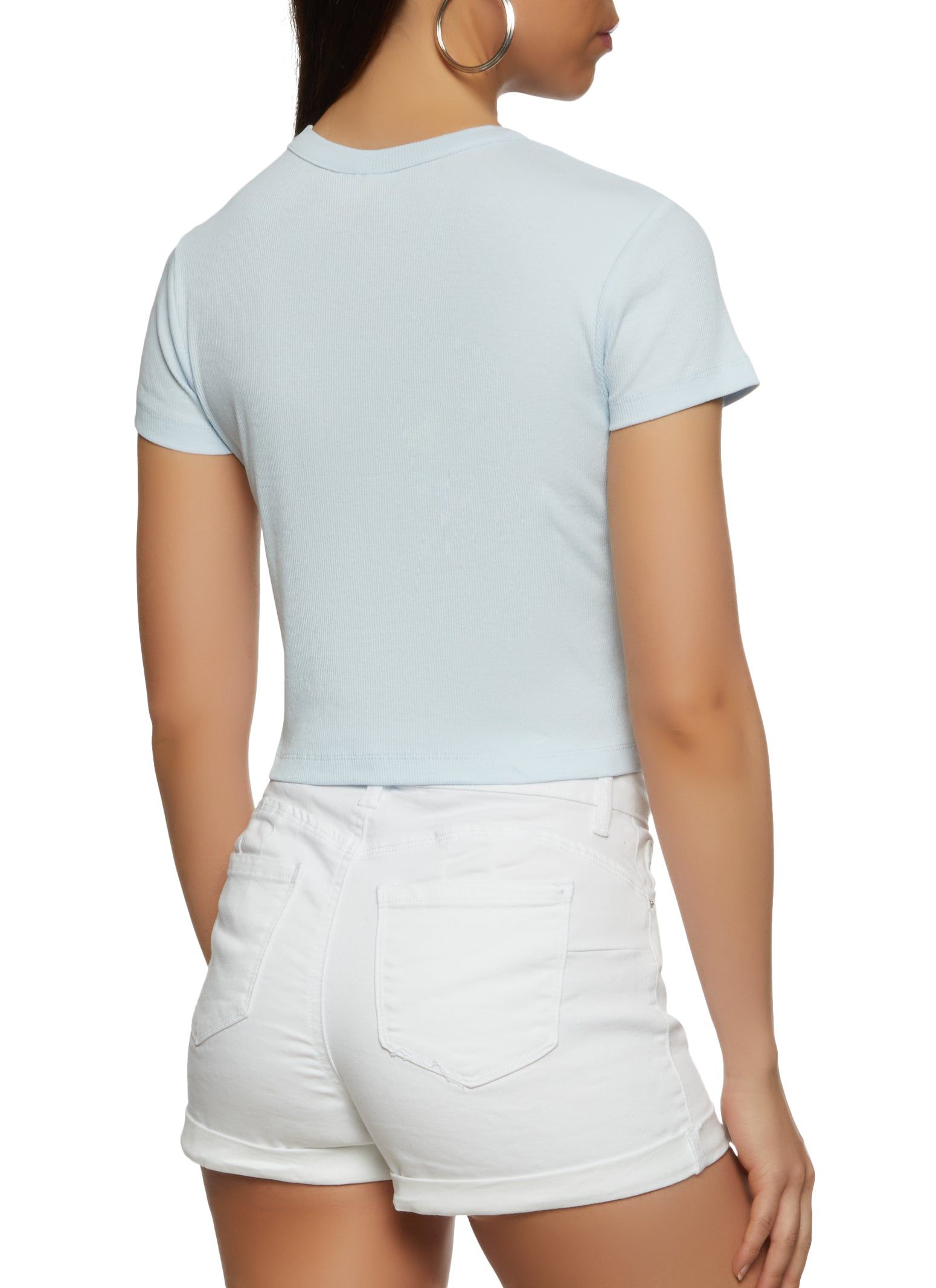 Basic Crew Neck Cropped T Shirt sold by Rainbow product image thumbnail 2