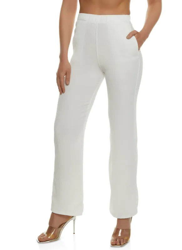 Textured Elastic Waist Wide Leg Pants sold by Rainbow