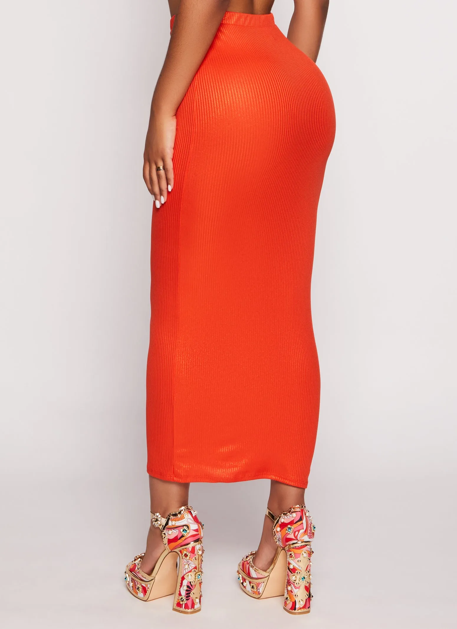 Lurex Ribbed Knit Maxi Skirt sold by Rainbow product image thumbnail 3