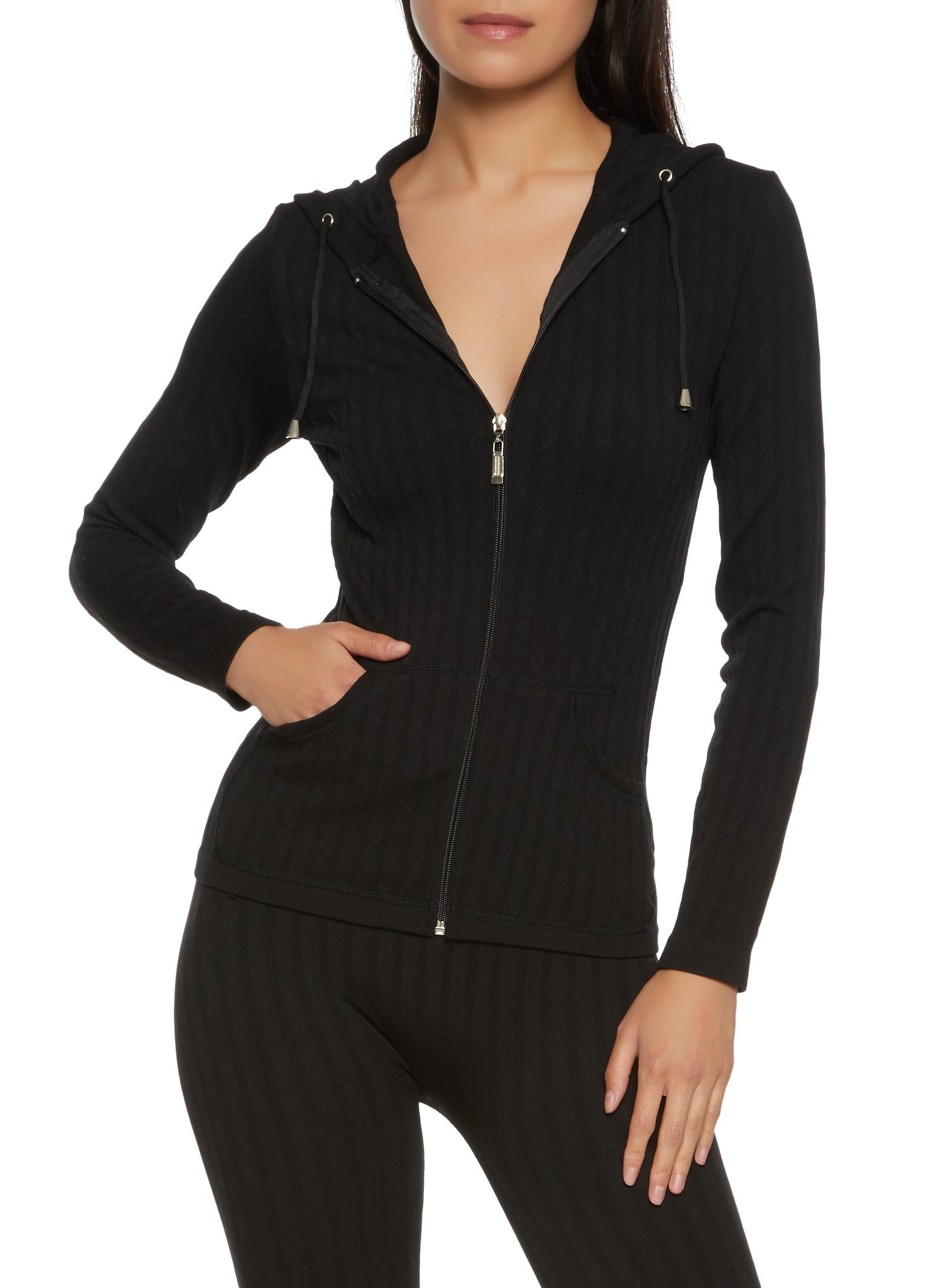 Seamless Ribbed Zip Front Hoodie sold by Rainbow