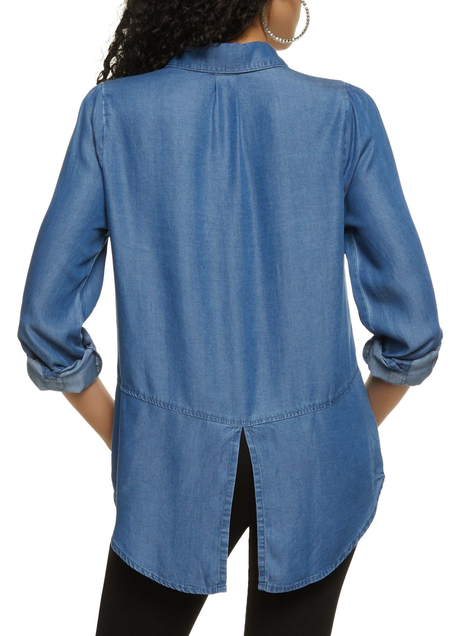 Rhinestone Trim Pocket Chambray Shirt sold by Rainbow product image thumbnail 2