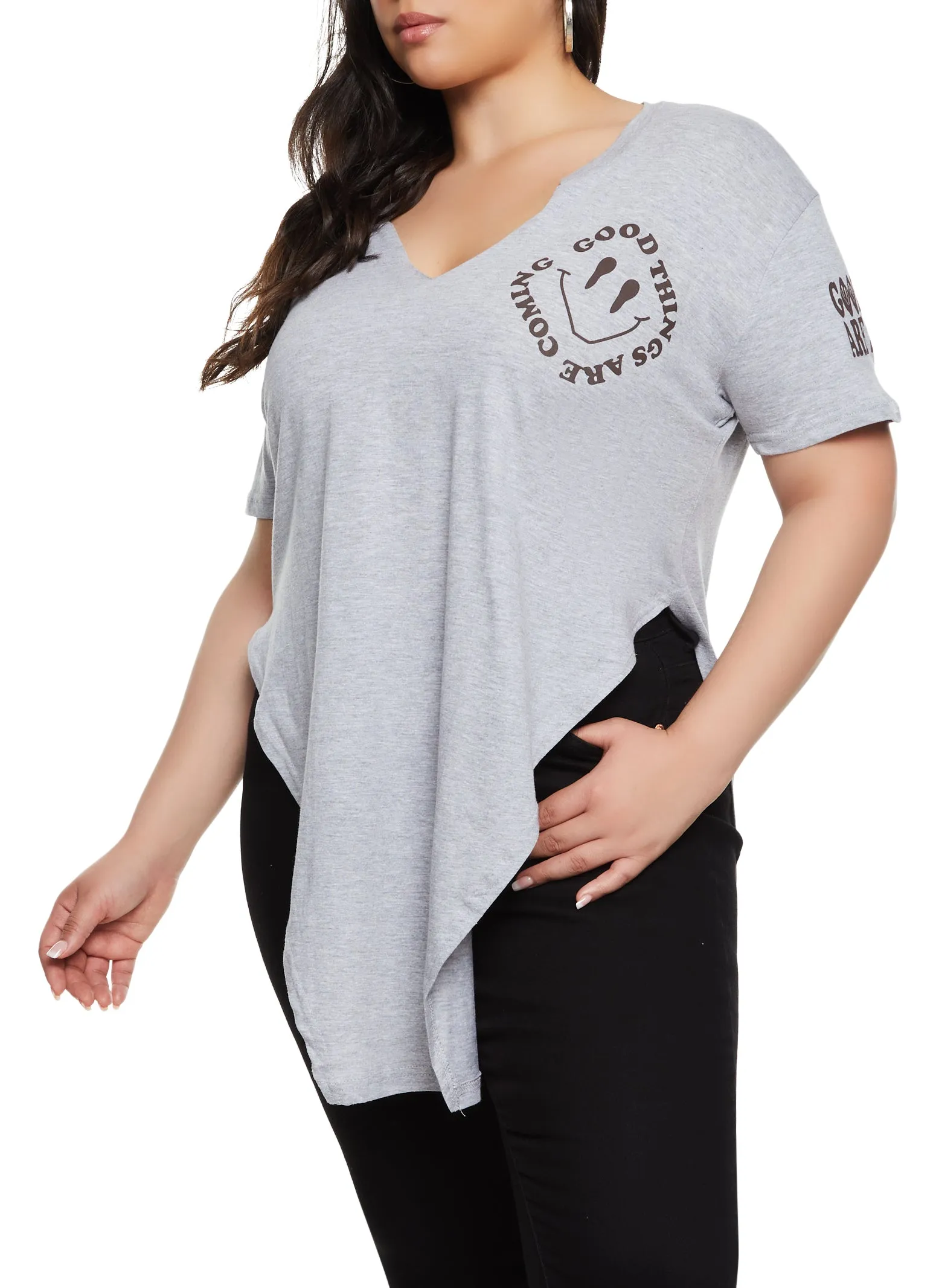 Plus Size Good Things Are Coming Graphic Tunic Tee sold by Rainbow product image thumbnail 3