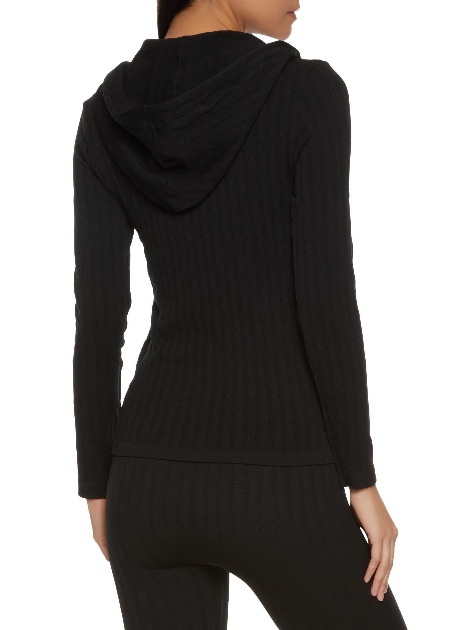 Seamless Ribbed Zip Front Hoodie sold by Rainbow product image thumbnail 3