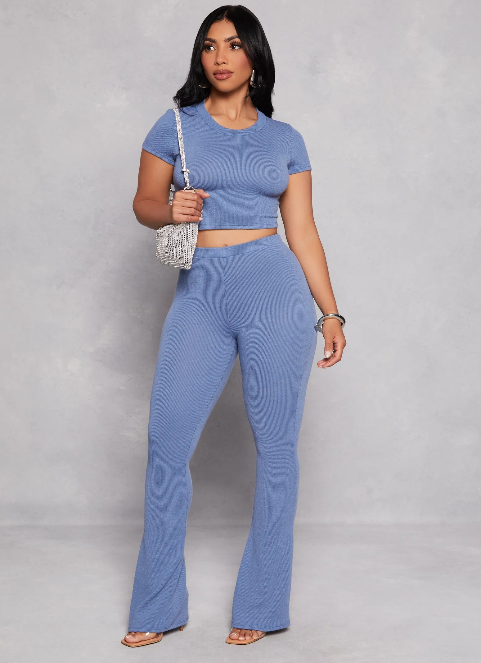 Ribbed Crew Neck Cropped Tee sold by Rainbow product image thumbnail 2