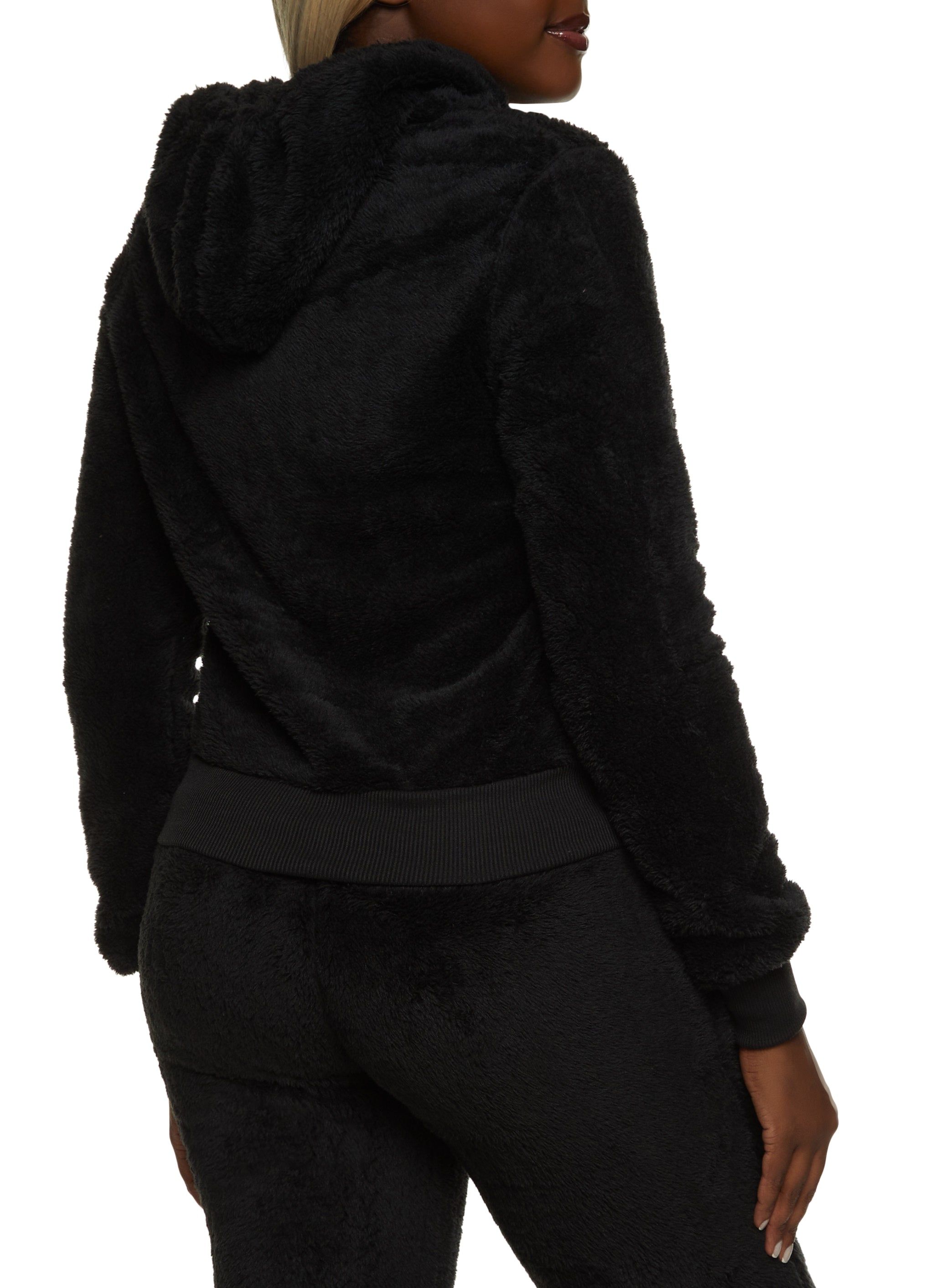 Faux Fur Zip Front Hooded Sweatshirt sold by Rainbow product image thumbnail 3