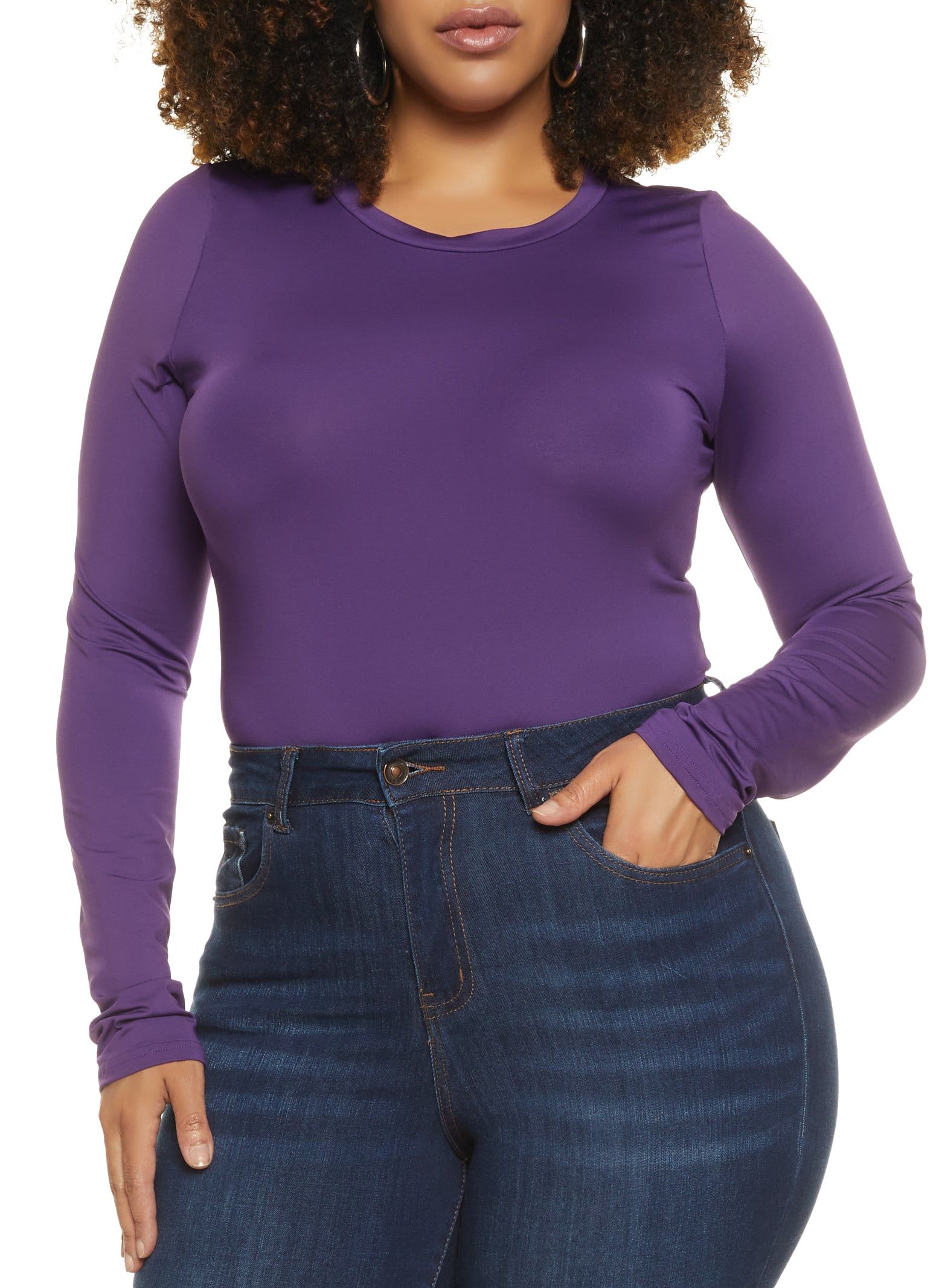 Plus Size Crew Neck Long Sleeve Bodysuit sold by Rainbow product image thumbnail 2