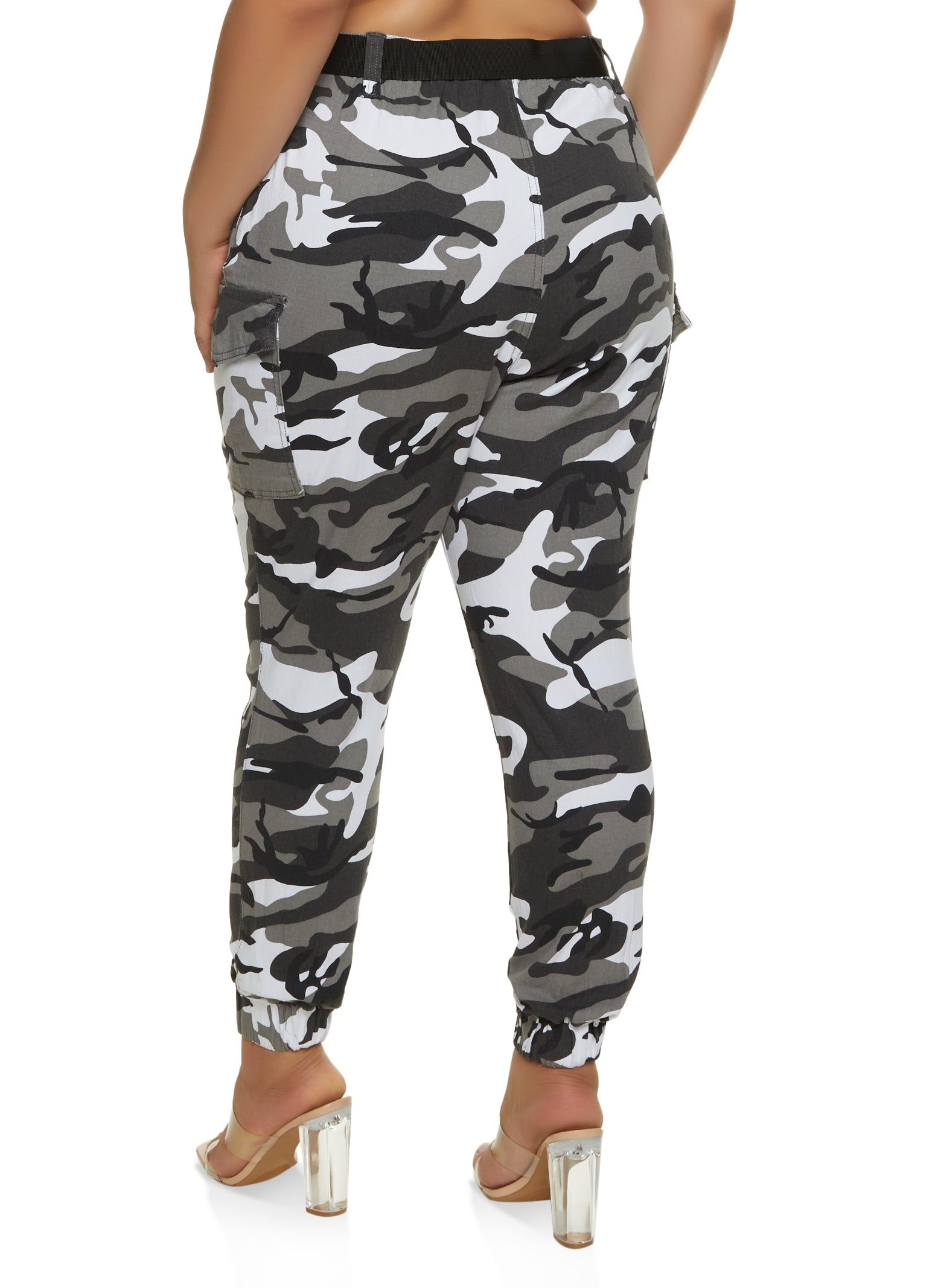 Plus Size Belted Camo Cargo Joggers sold by Rainbow product image thumbnail 3