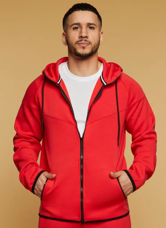 Mens Contrast Trim Zip Front Hoodie sold by Rainbow