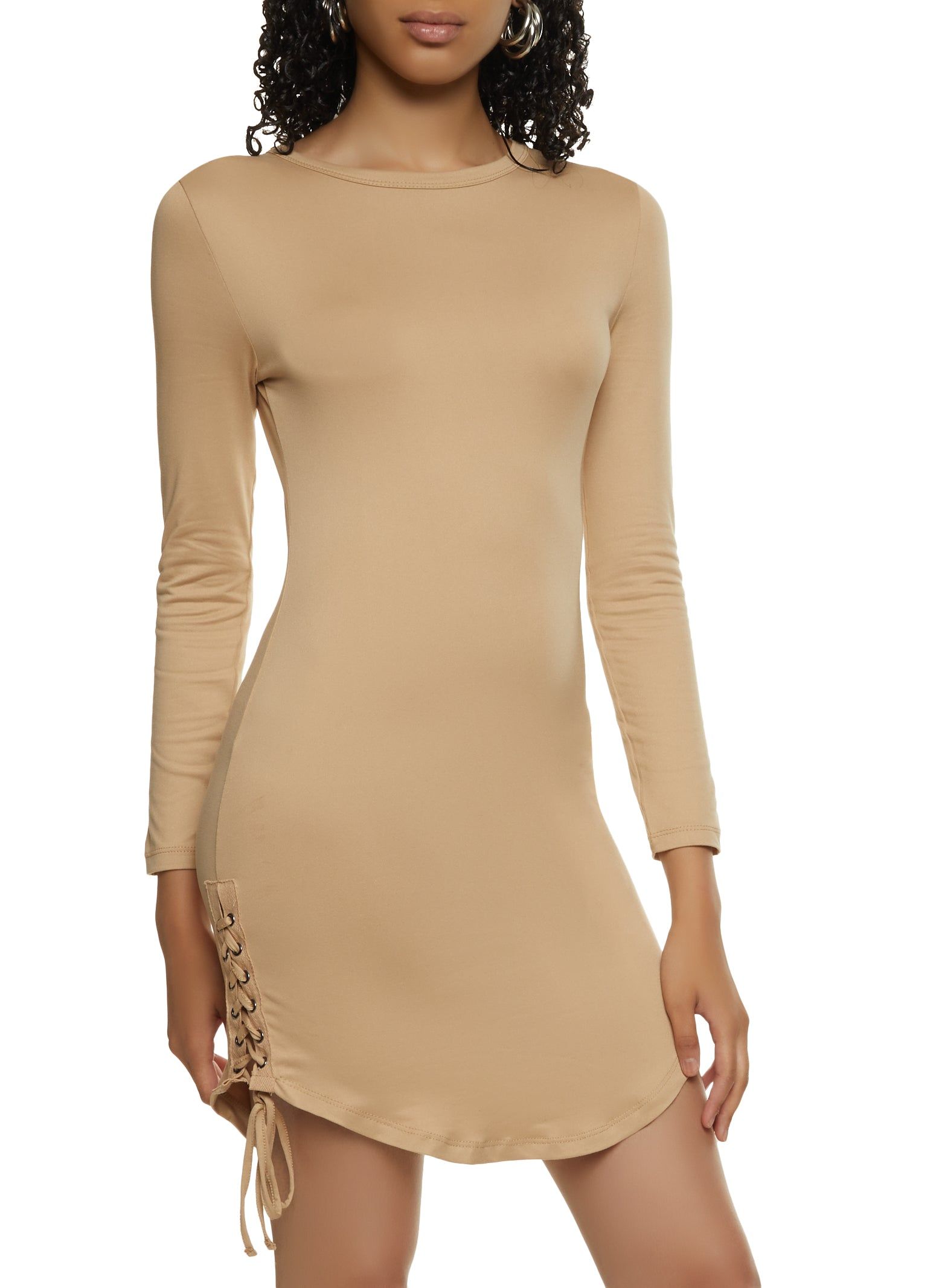 Lace Up Side Detail Midi Dress sold by Rainbow