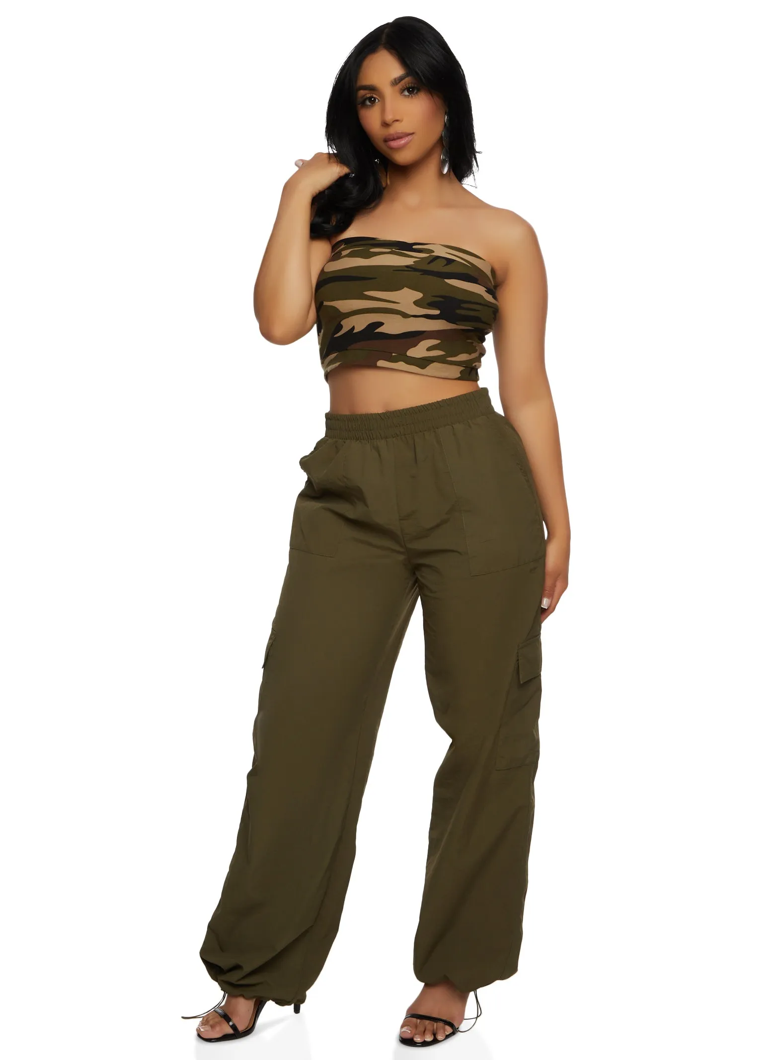 Iris Nylon Toggle Drawstring Hem Cargo Pants sold by Rainbow