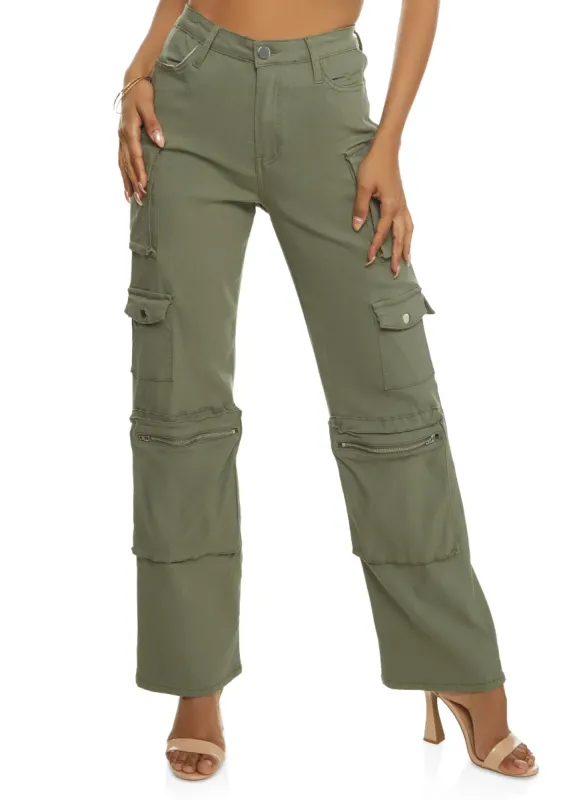 Wide Leg Cargo Pocket Palazzo Trousers sold by Rainbow