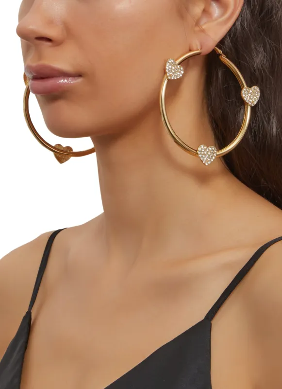 Pave Heart Hoop Earrings sold by Rainbow