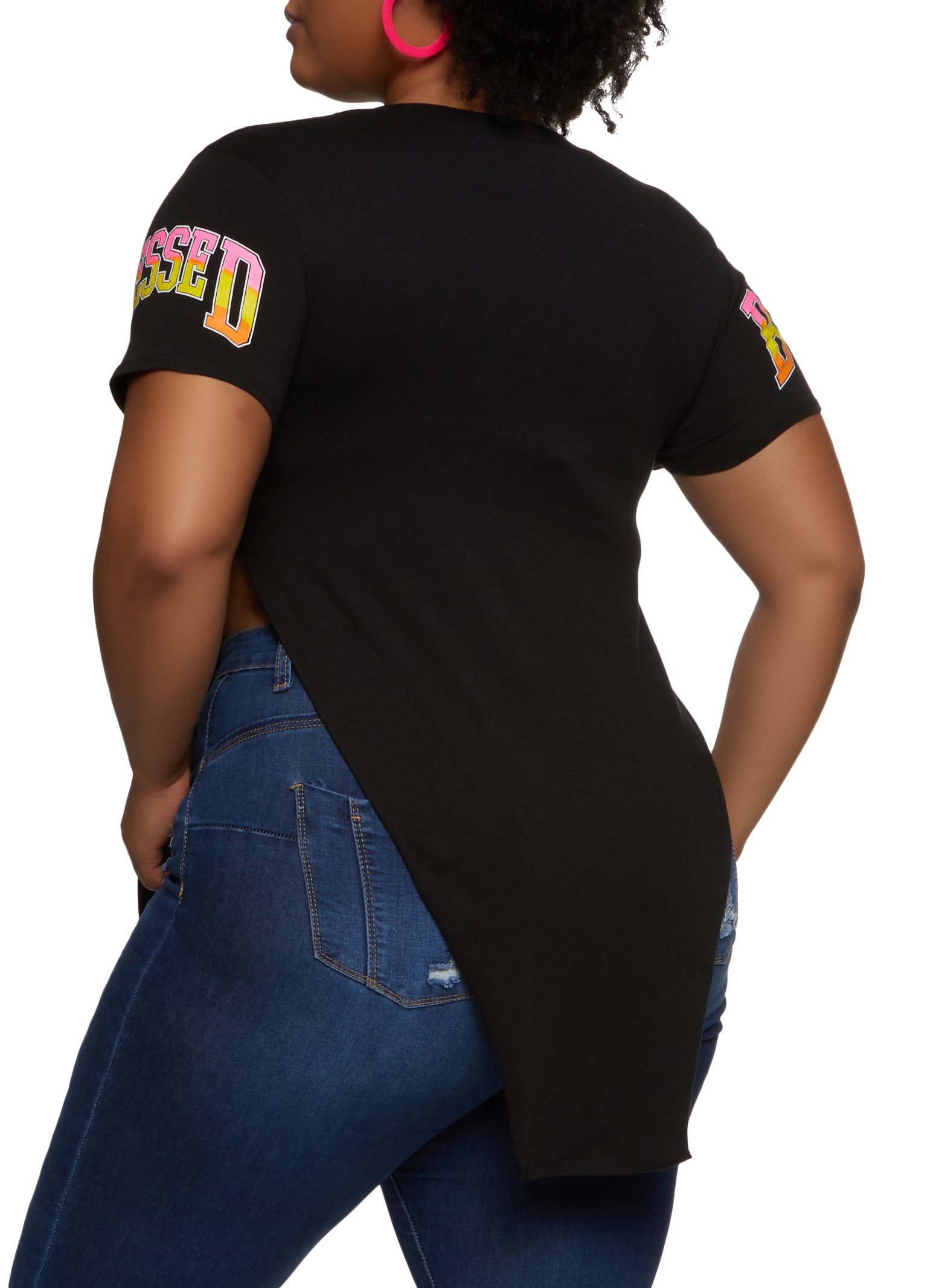Plus Size Blessed Vibes Only Hanky Hem Graphic Tee sold by Rainbow product image thumbnail 2