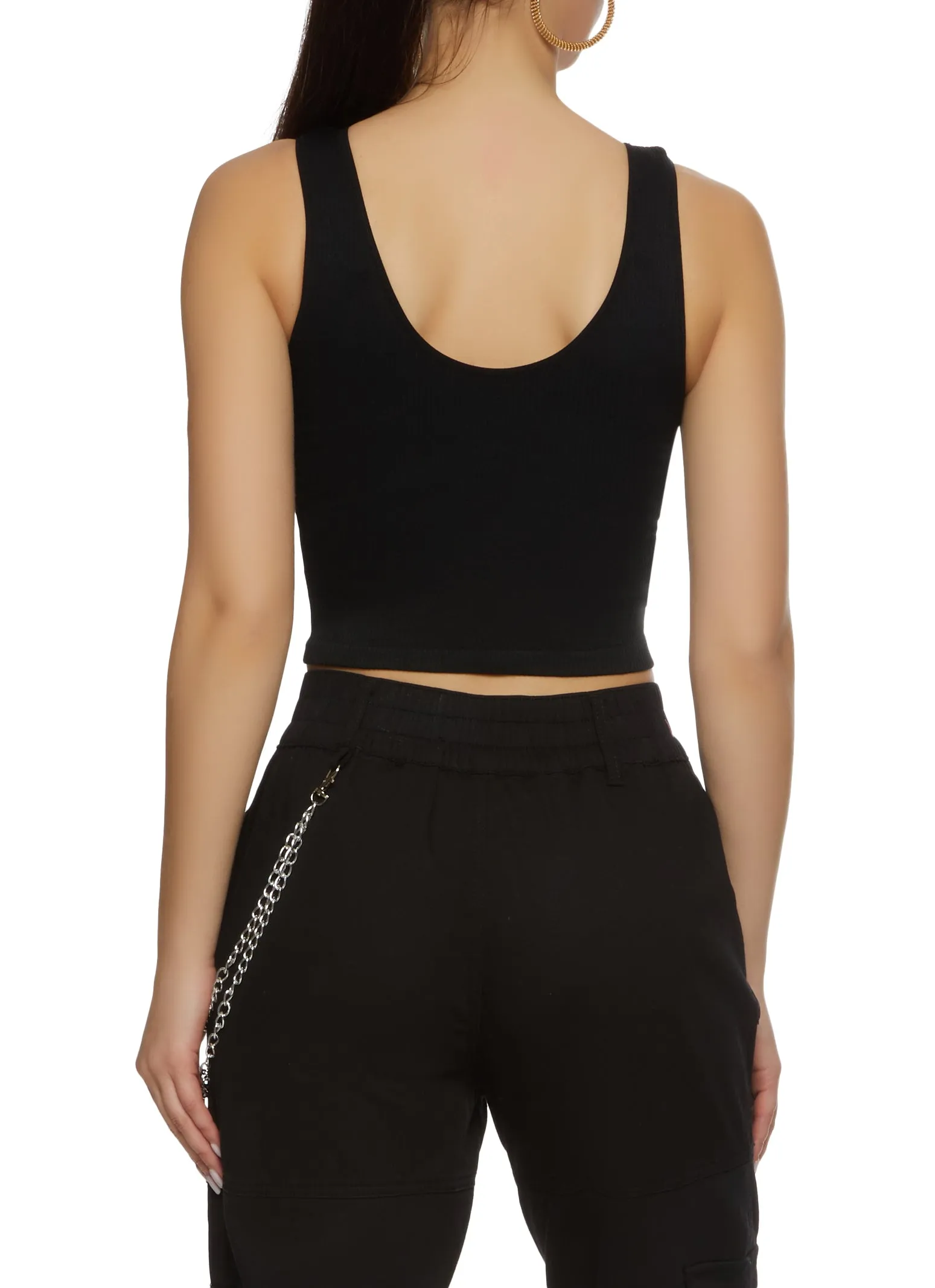 Seamless Ribbed Knit V Neck Cropped Tank Top sold by Rainbow product image thumbnail 2