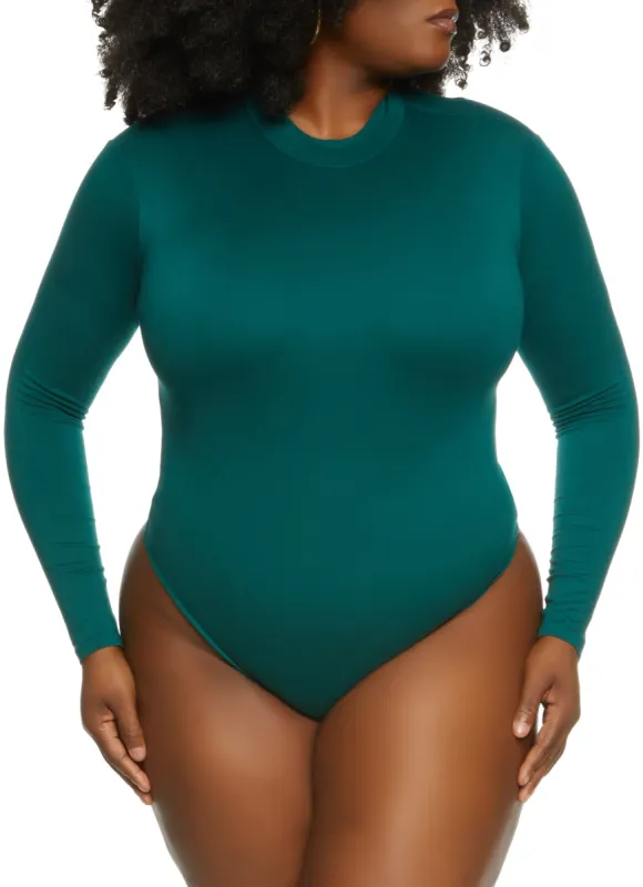 Plus Size Basic Long Sleeve Bodysuit sold by Rainbow