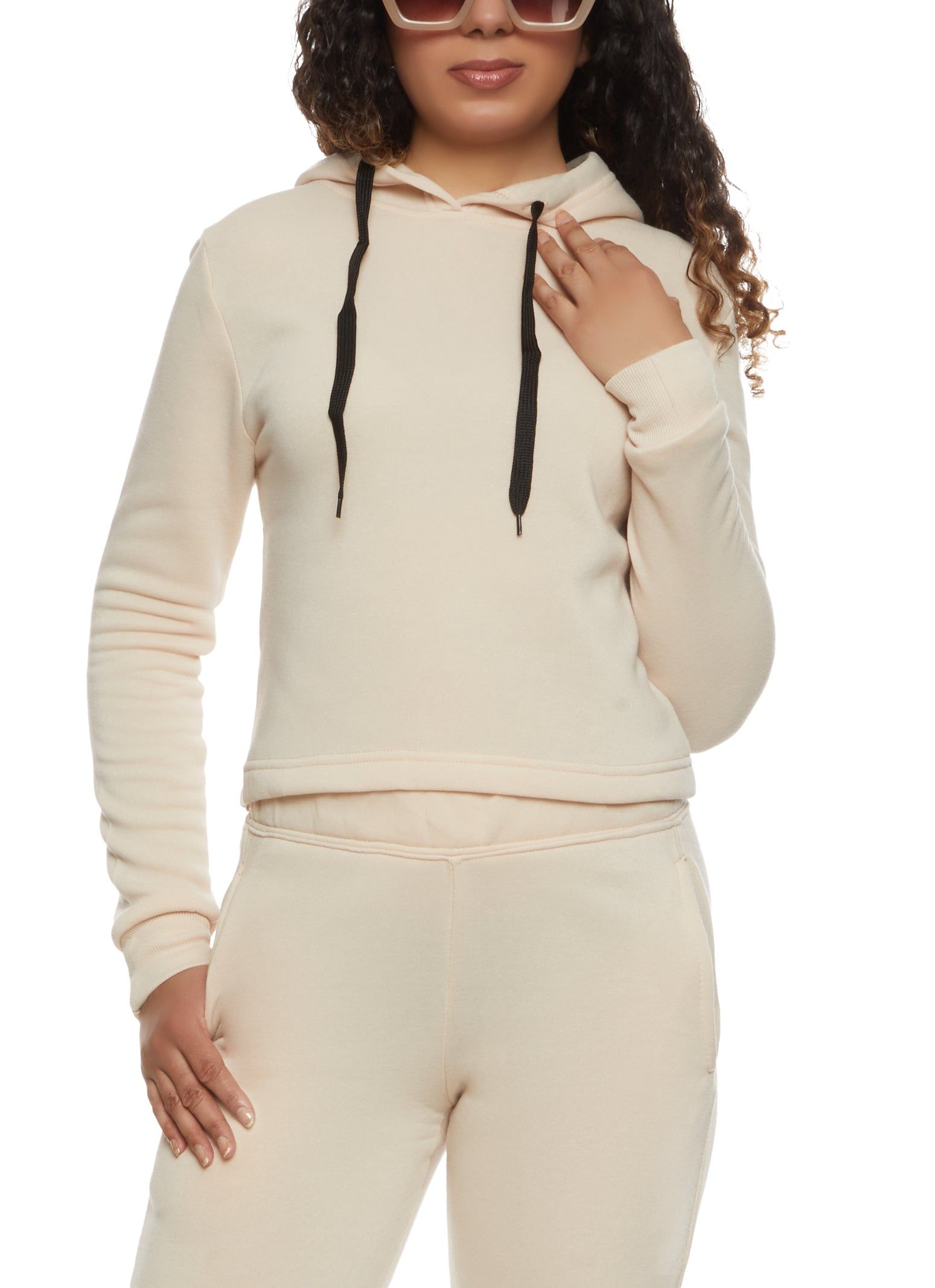 Fleece Hooded Cropped Sweatshirt sold by Rainbow