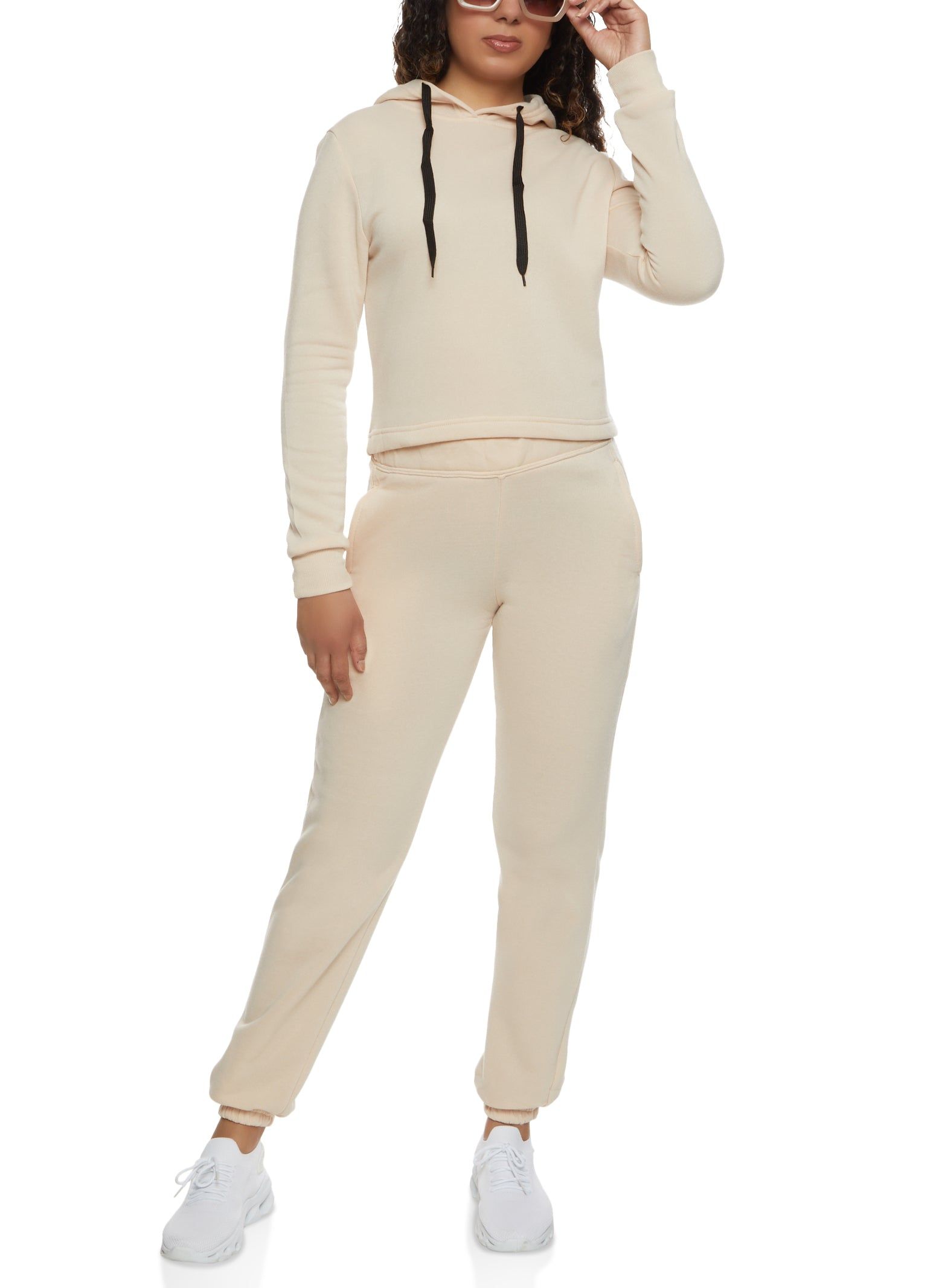 Fleece Hooded Cropped Sweatshirt sold by Rainbow product image thumbnail 2