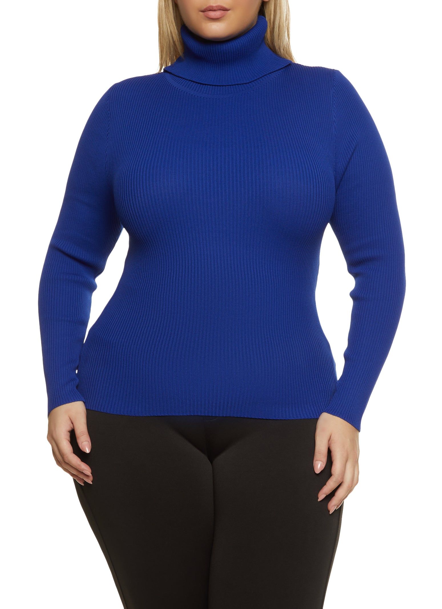 Plus Size Ribbed Knit Turtleneck Top sold by Rainbow