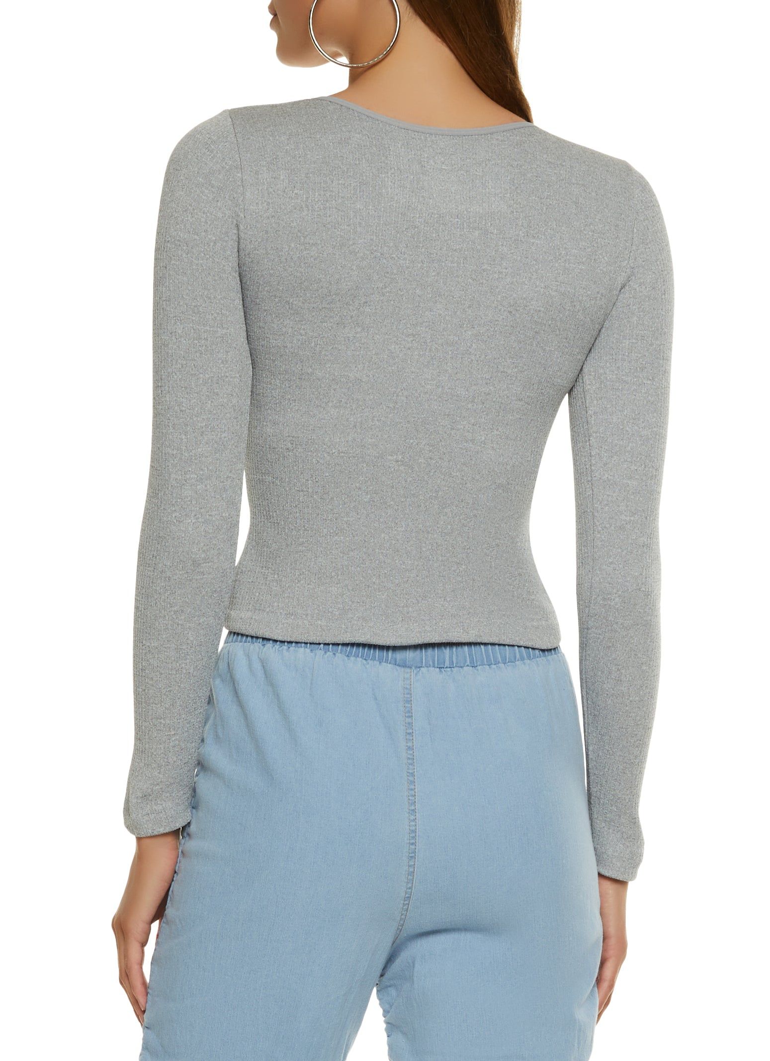 Solid Waffle Knit Crew Neck Top sold by Rainbow product image thumbnail 5