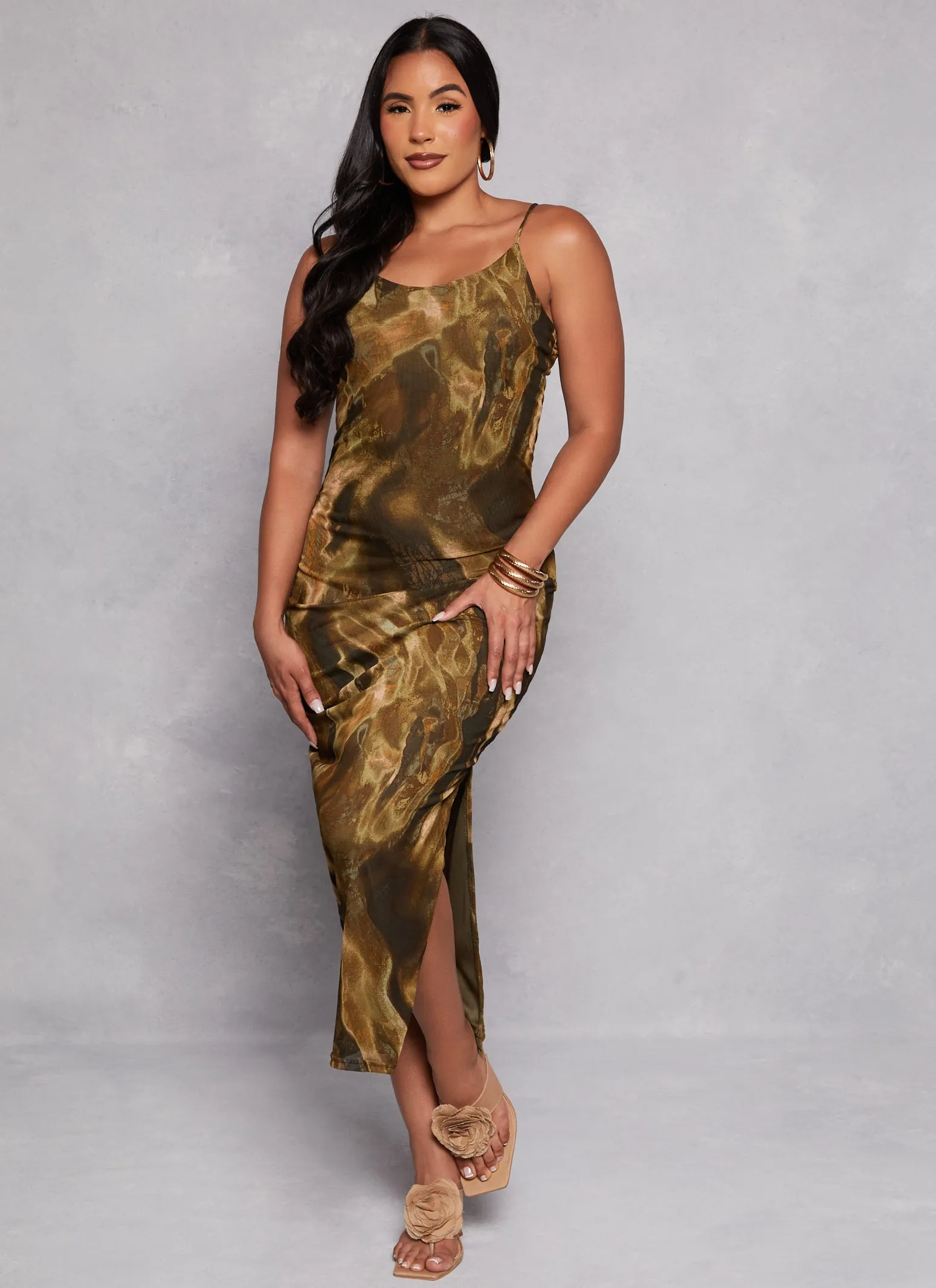 Printed Scoop Neck Cami Maxi Dress sold by Rainbow product image thumbnail 2