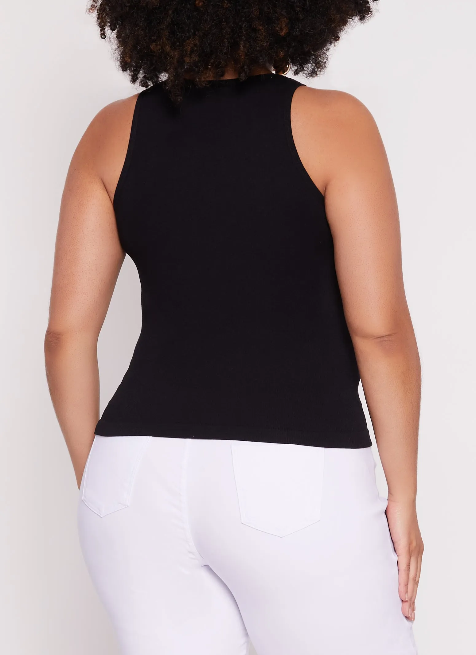 Plus Size Seamless Ribbed Snap Button Tank Top sold by Rainbow product image thumbnail 3