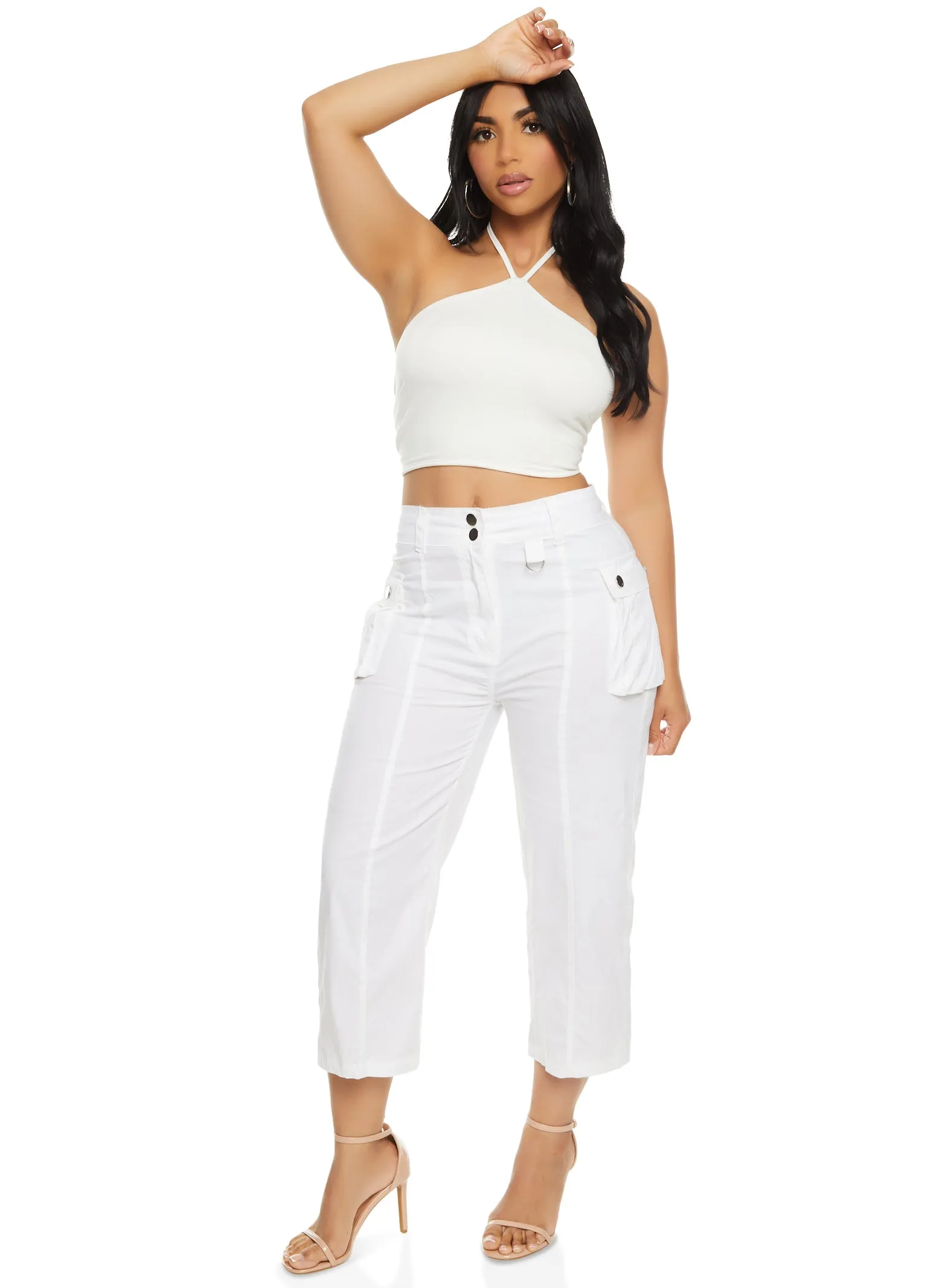 Two Button Capri Cargo Pants sold by Rainbow