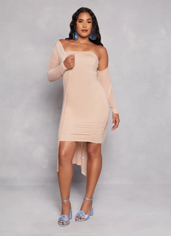 Mesh Ruched Tube Dress with Duster sold by Rainbow