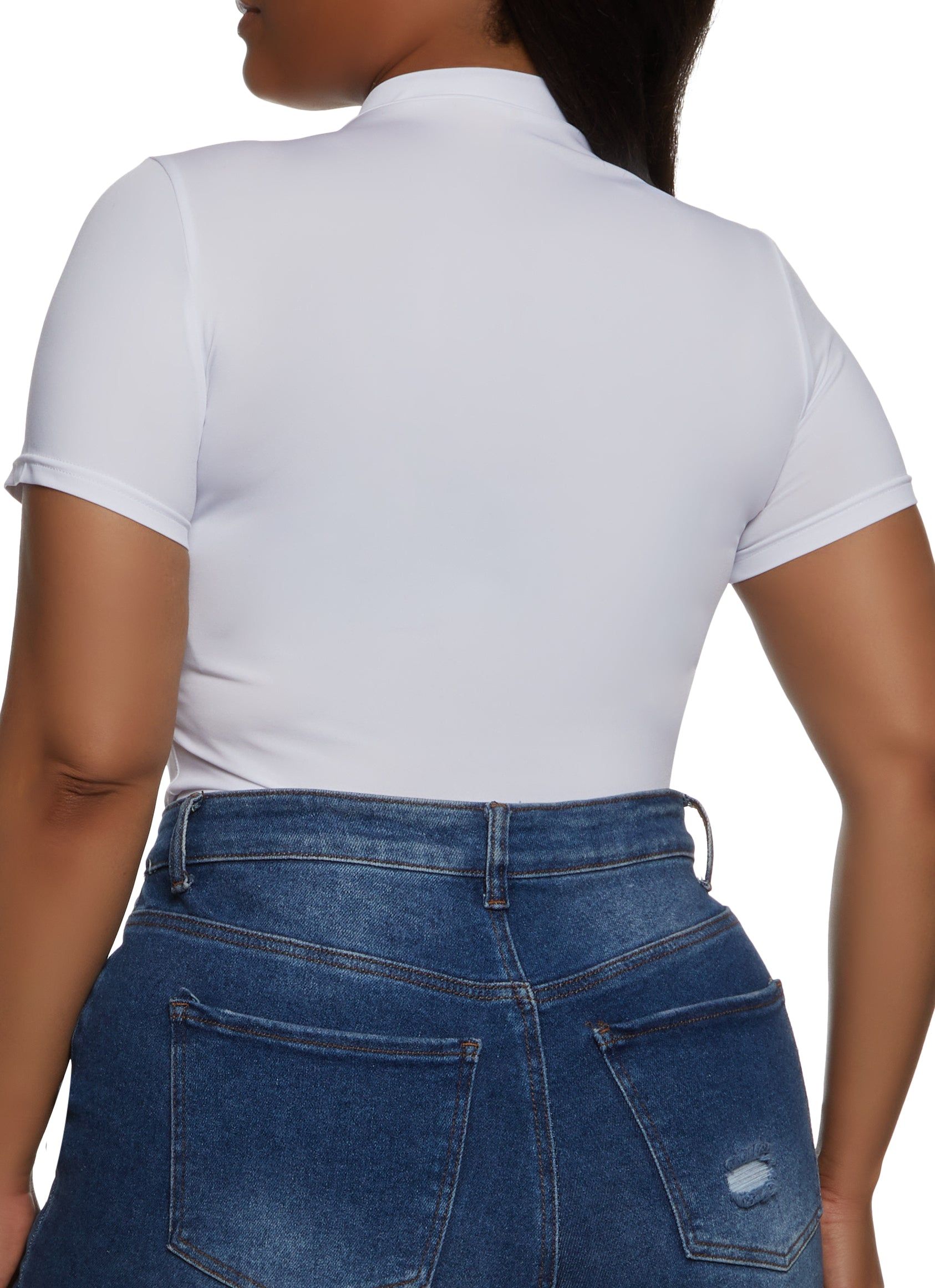 Plus Size Zip Front Mock Neck Bodysuit sold by Rainbow product image thumbnail 3