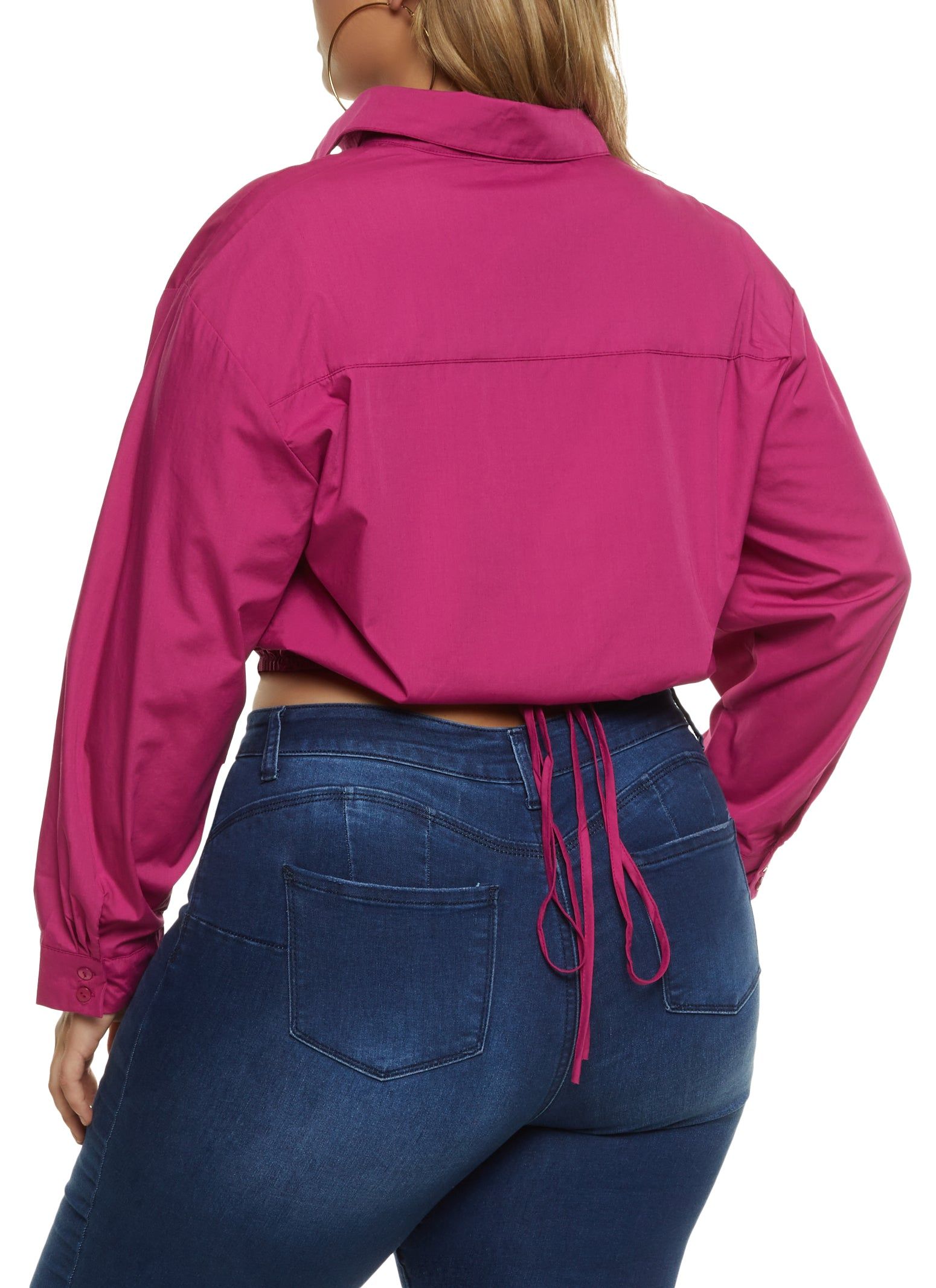 Plus Size Button Front Tie Hem Shirt sold by Rainbow product image thumbnail 2