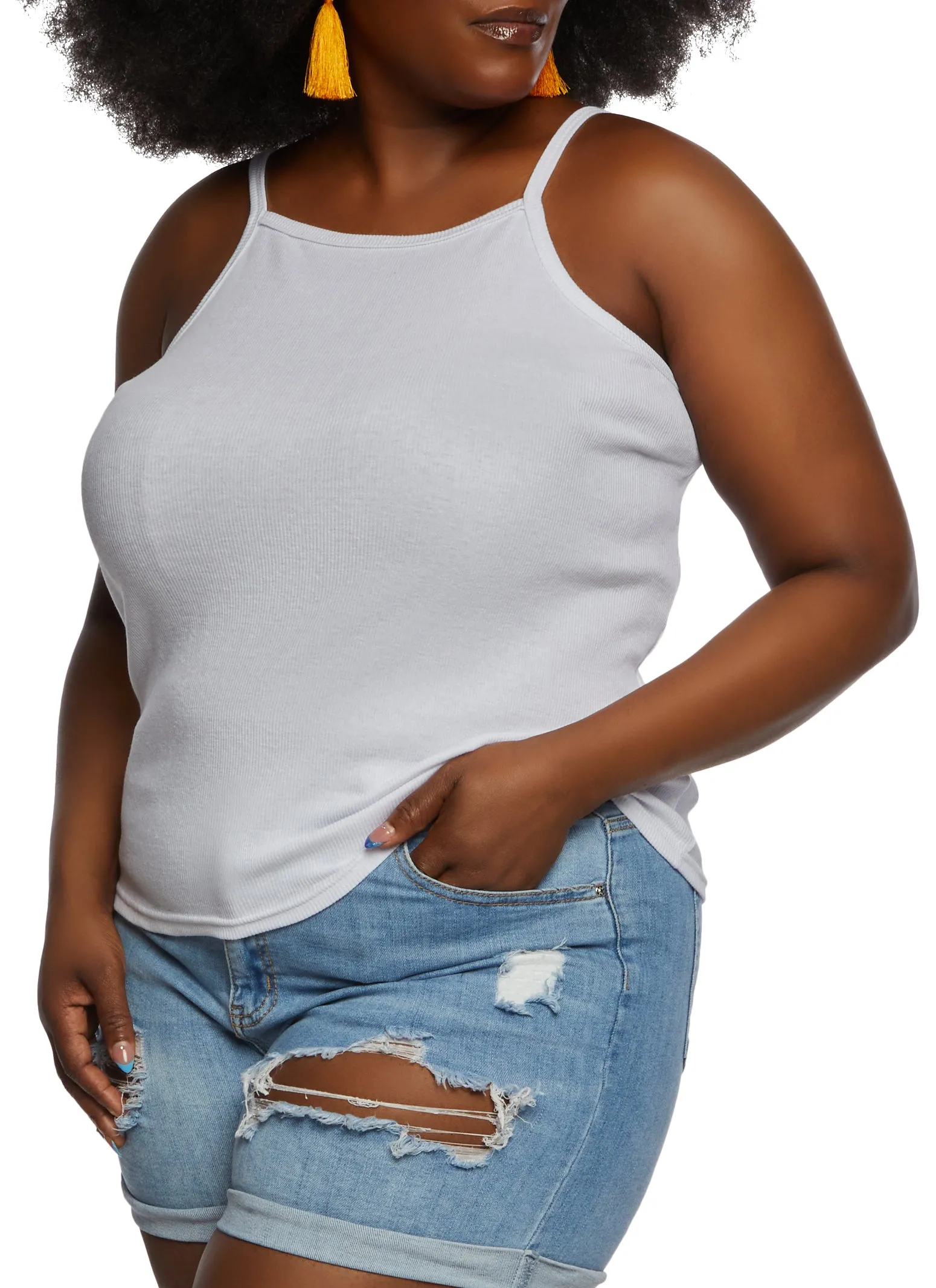 Plus Size Thin Strap Square Neck Tank Top sold by Rainbow product image thumbnail 2