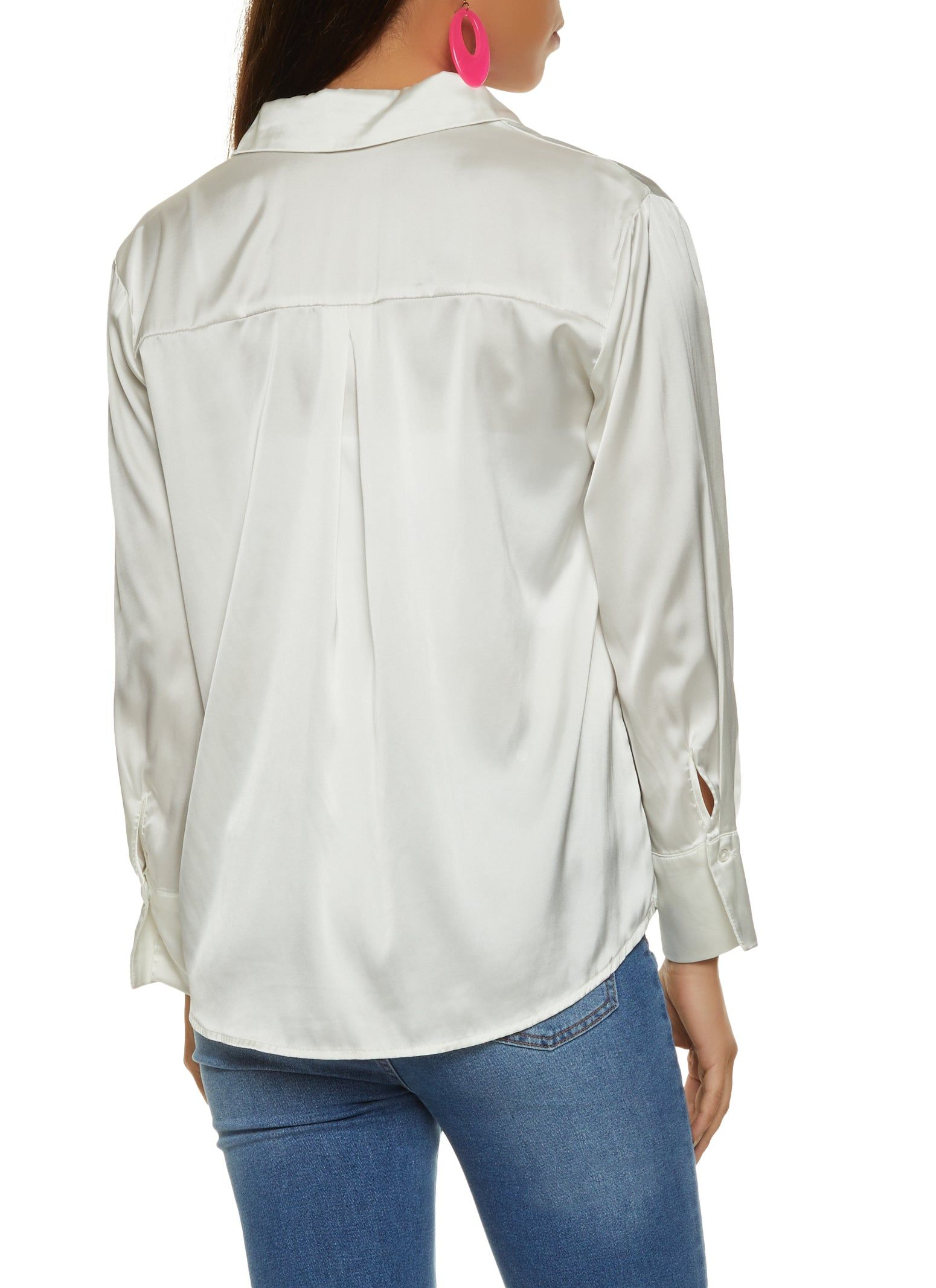 Satin Long Sleeve Button Front Shirt sold by Rainbow product image thumbnail 2