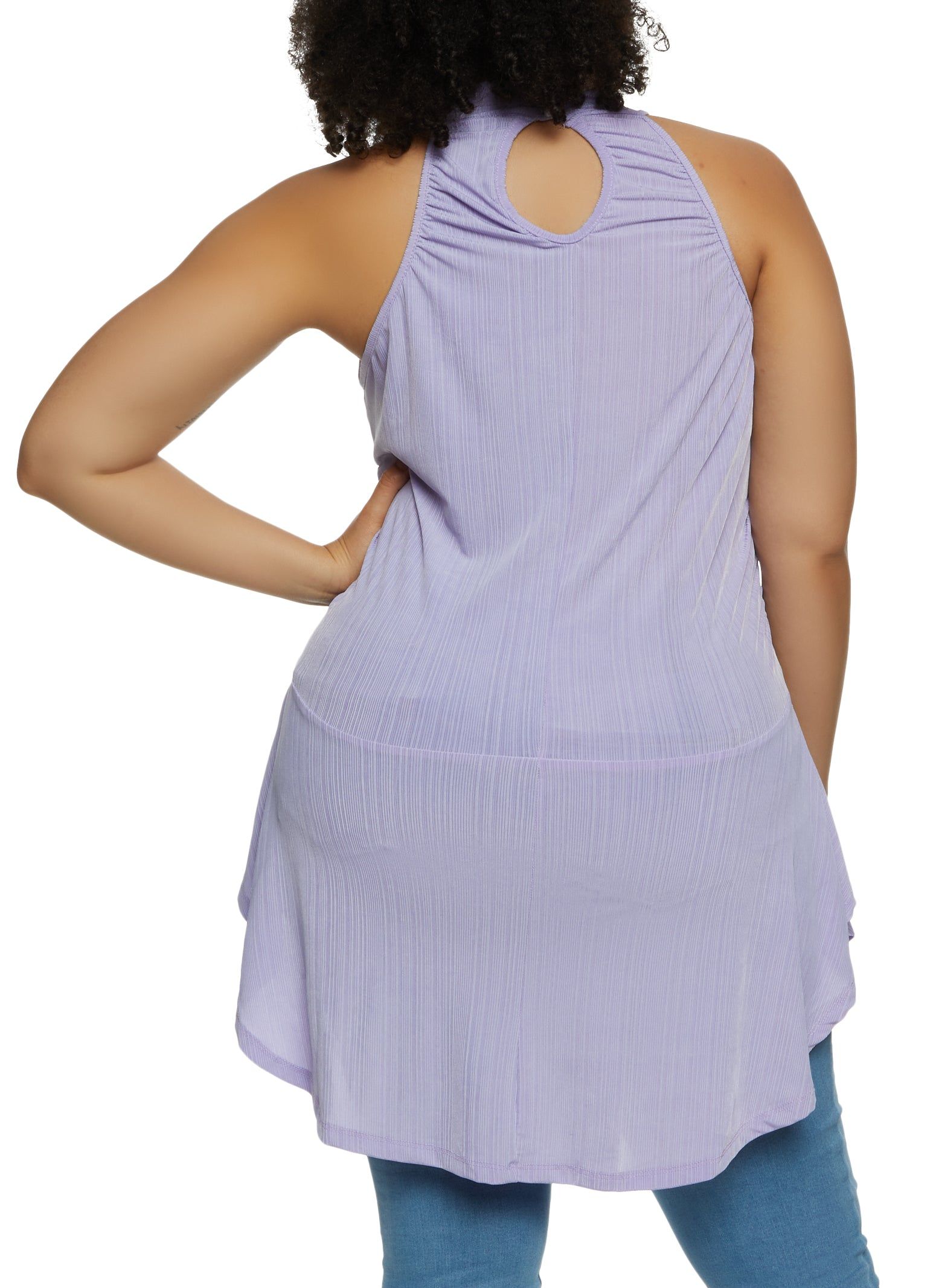 Plus Size Mock Neck Tank Top with Necklace sold by Rainbow product image thumbnail 2